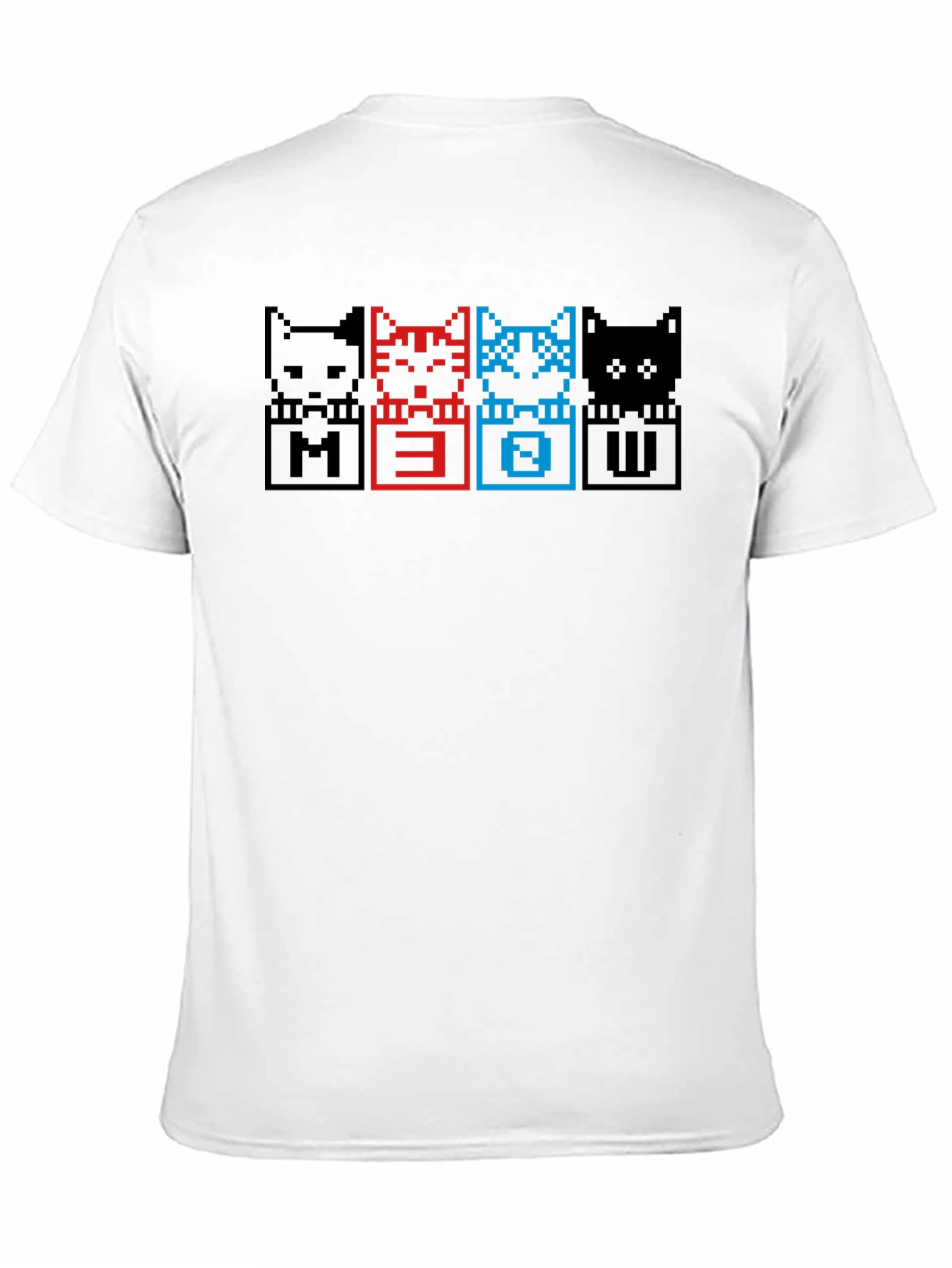 Pixel Cat Meow T-Shirt - Black