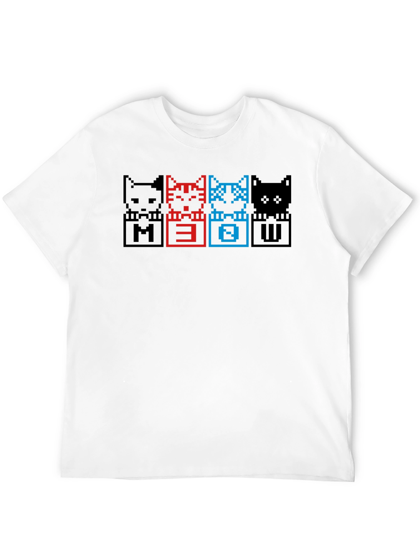 Pixel Cat Meow T-Shirt - Black