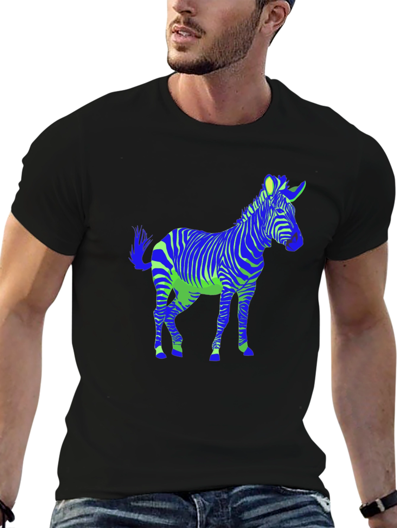 Zebra Graphic Black Tee - Mens Casual Shirt