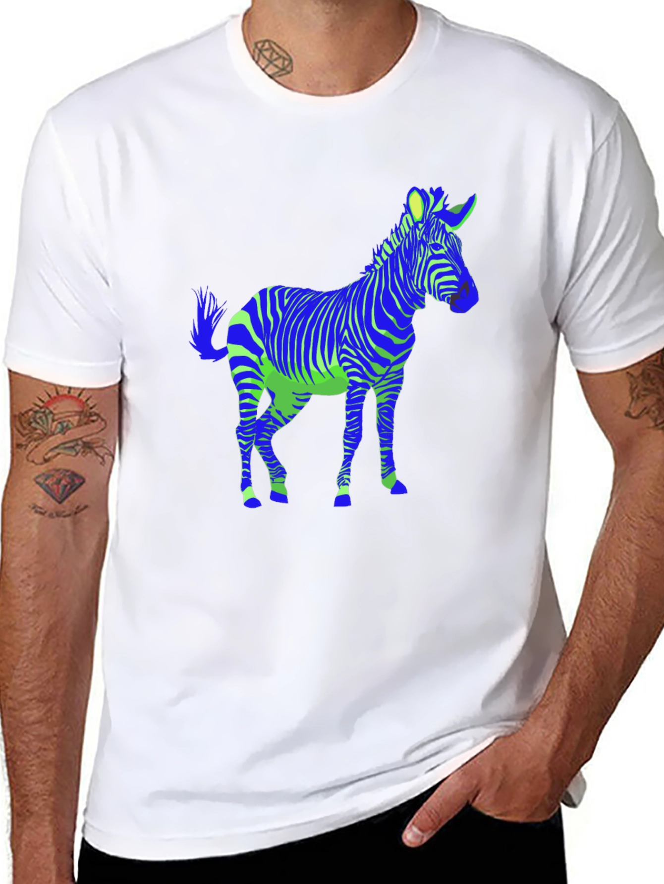 Zebra Graphic Black Tee - Mens Casual Shirt