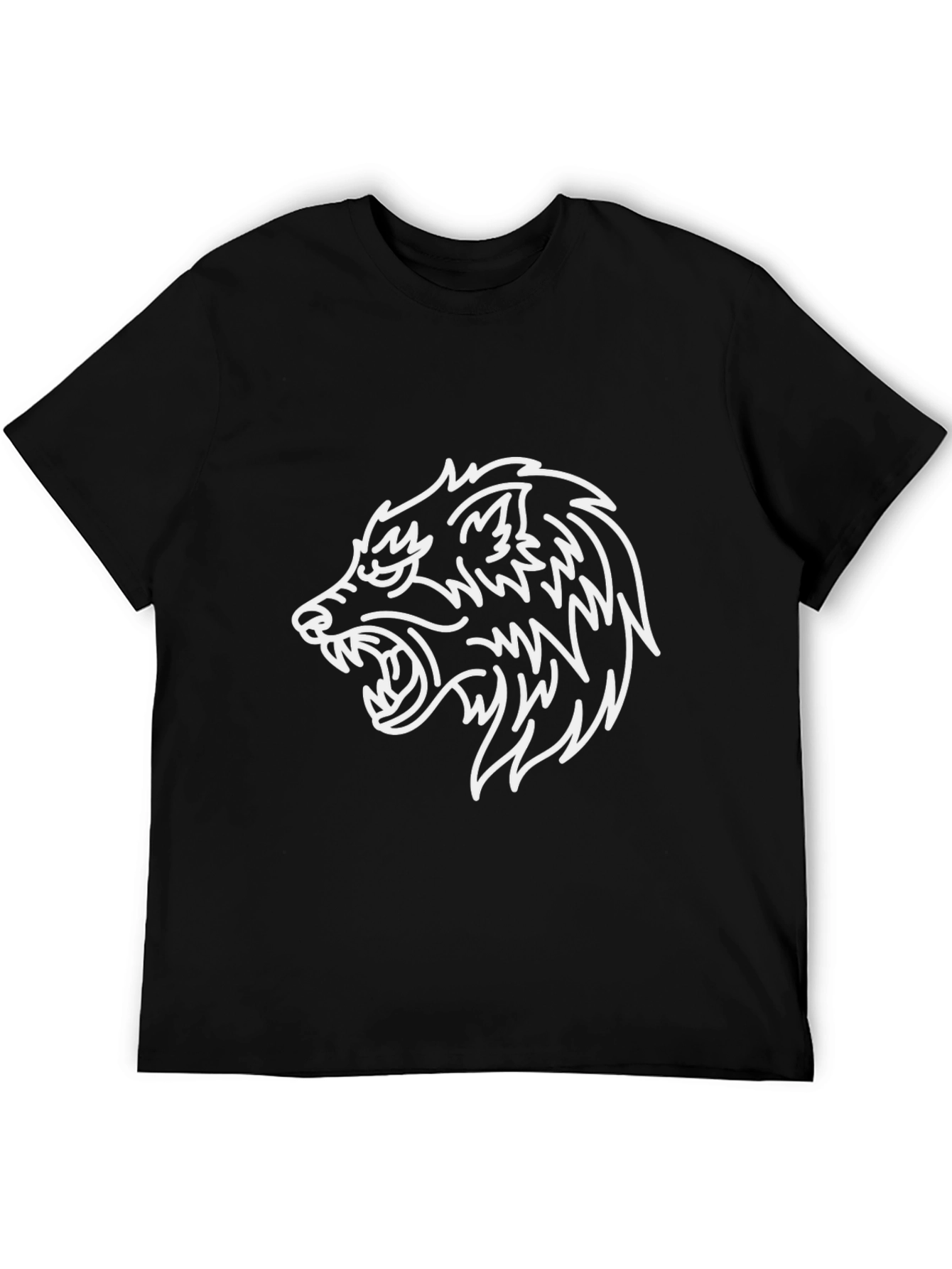 Black T-Shirt with Wolf Graphic