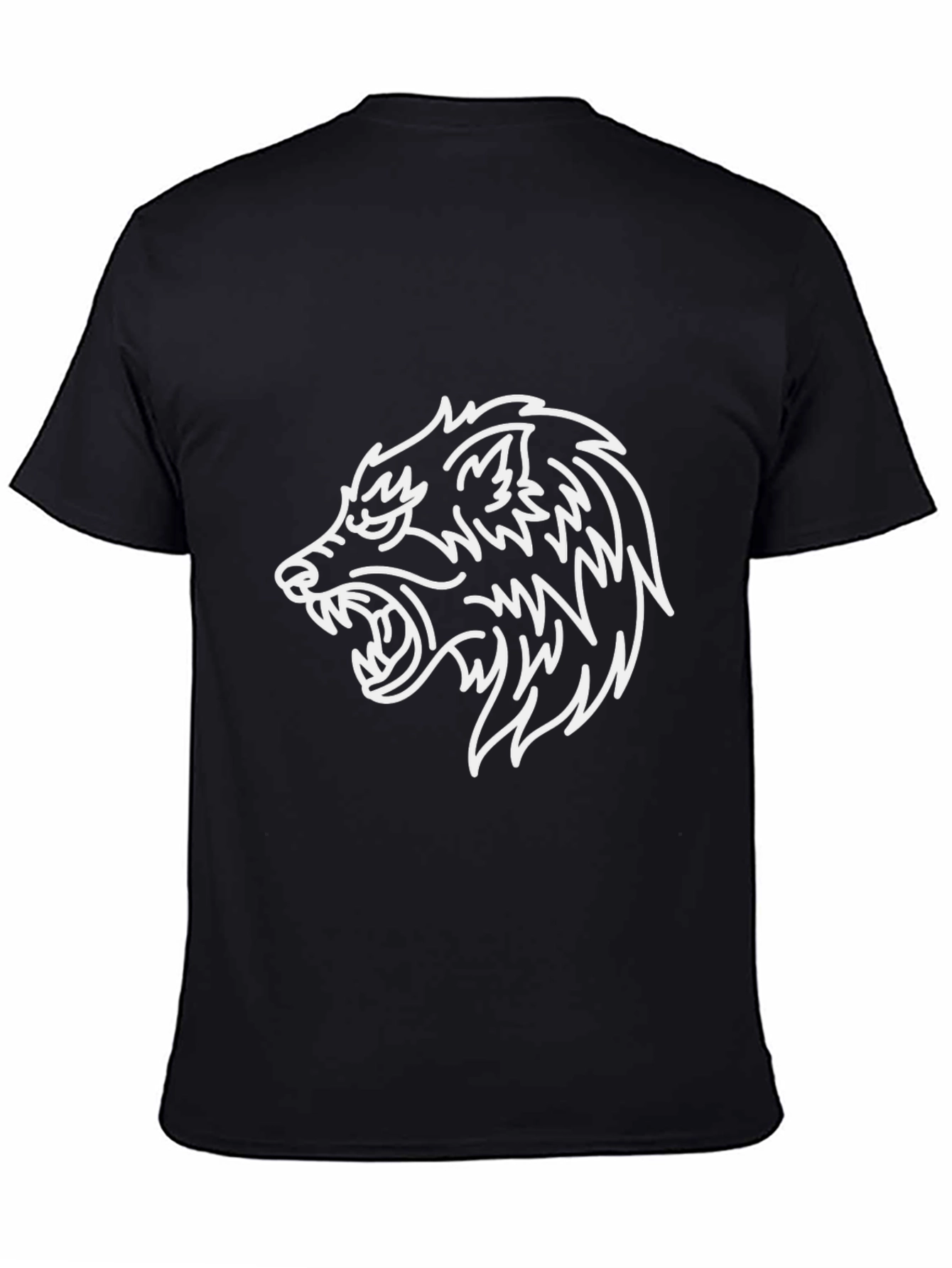 Black T-Shirt with Wolf Graphic