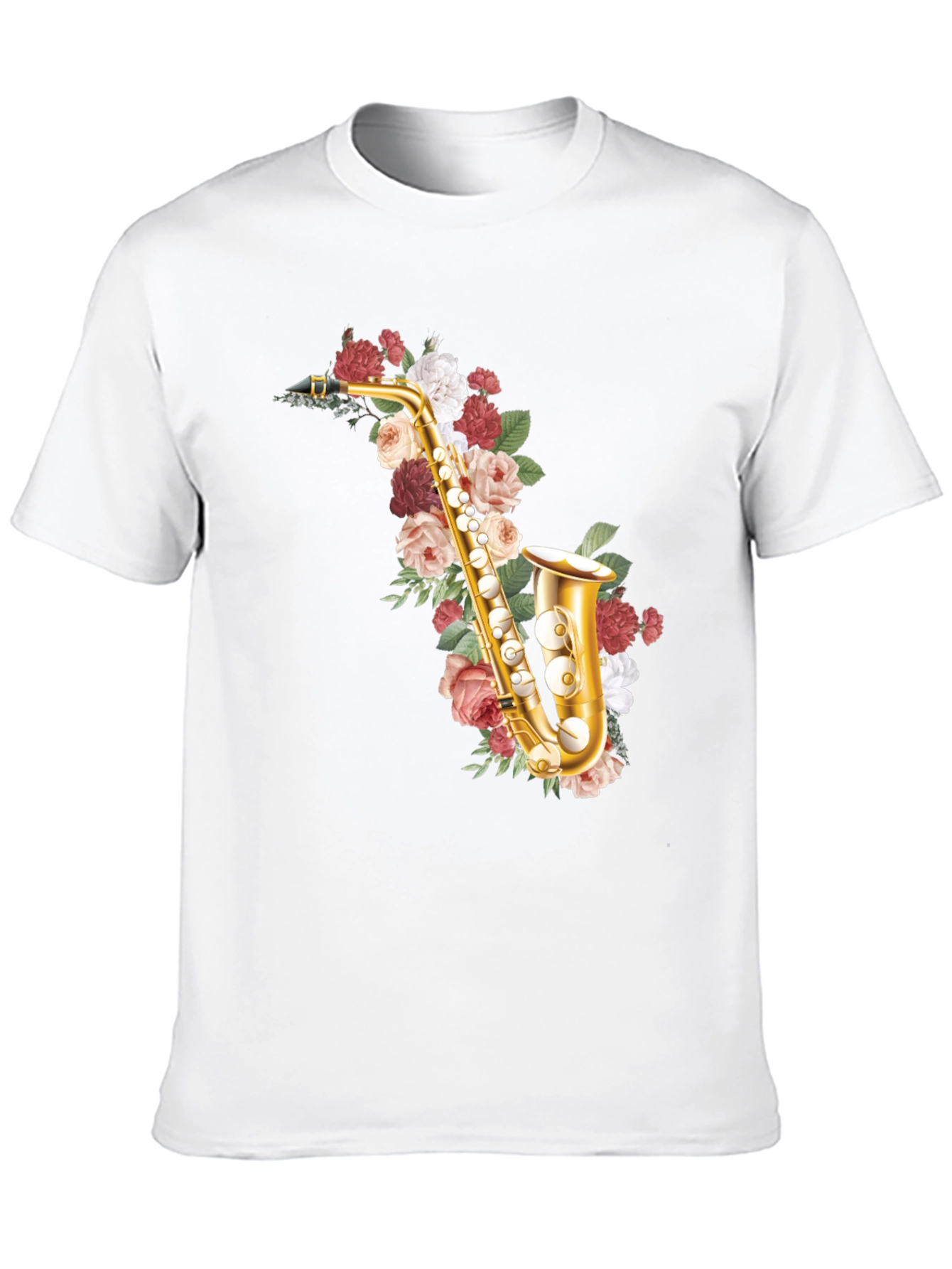 Floral Saxophone Graphic Tee - Musical Style