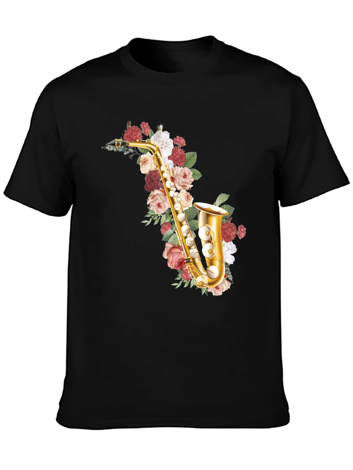 Floral Saxophone Graphic Tee - Musical Style