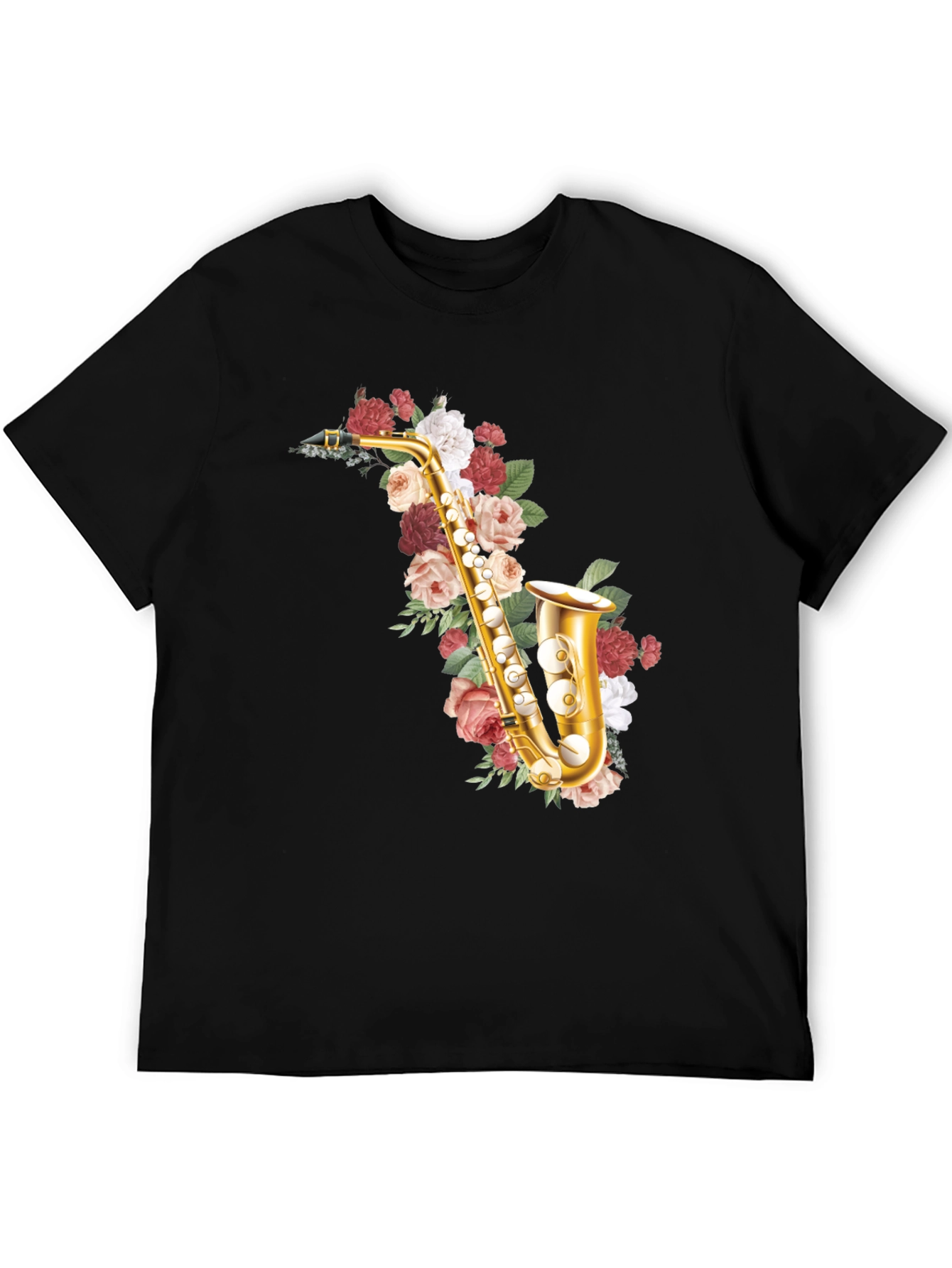 Floral Saxophone Graphic Tee - Musical Style