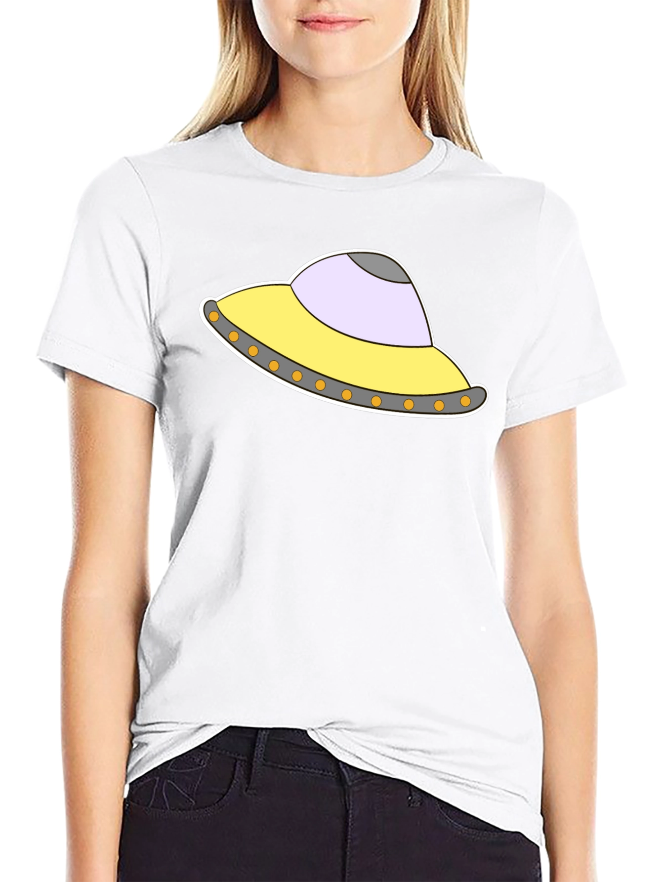 UFO Graphic Tee - Black Cotton Blend T-Shirt