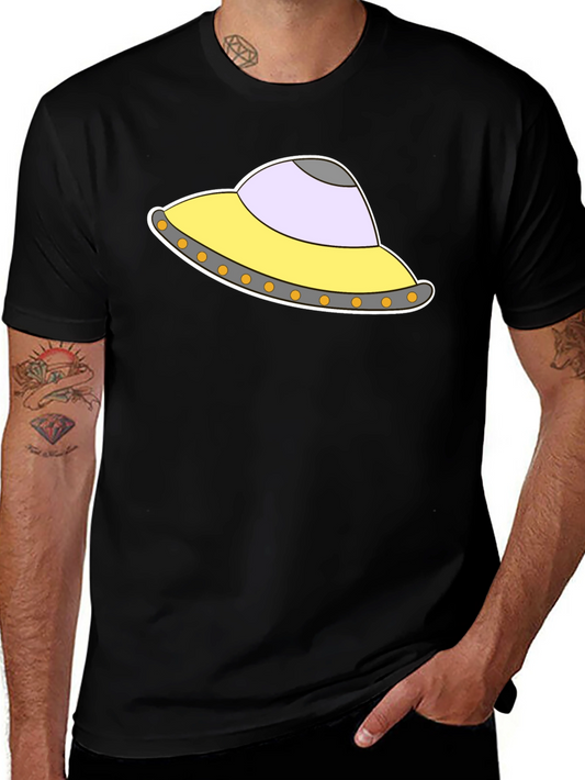 UFO Graphic Tee - Black Cotton Blend T-Shirt