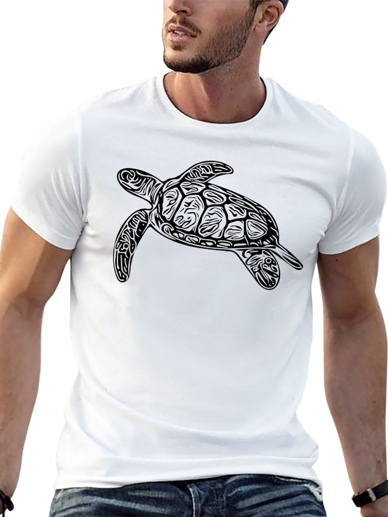 Mens Black Turtle Graphic T-Shirt