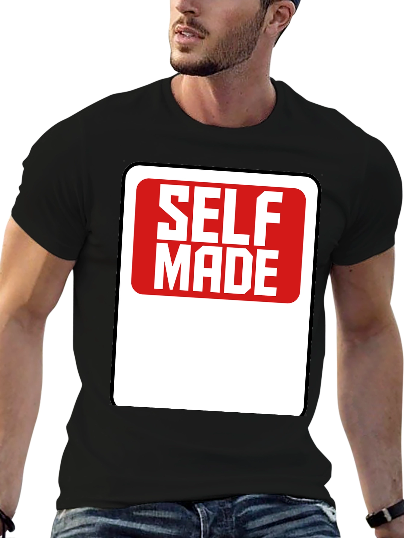 Self Made Graphic T-Shirt - Black Cotton Tee