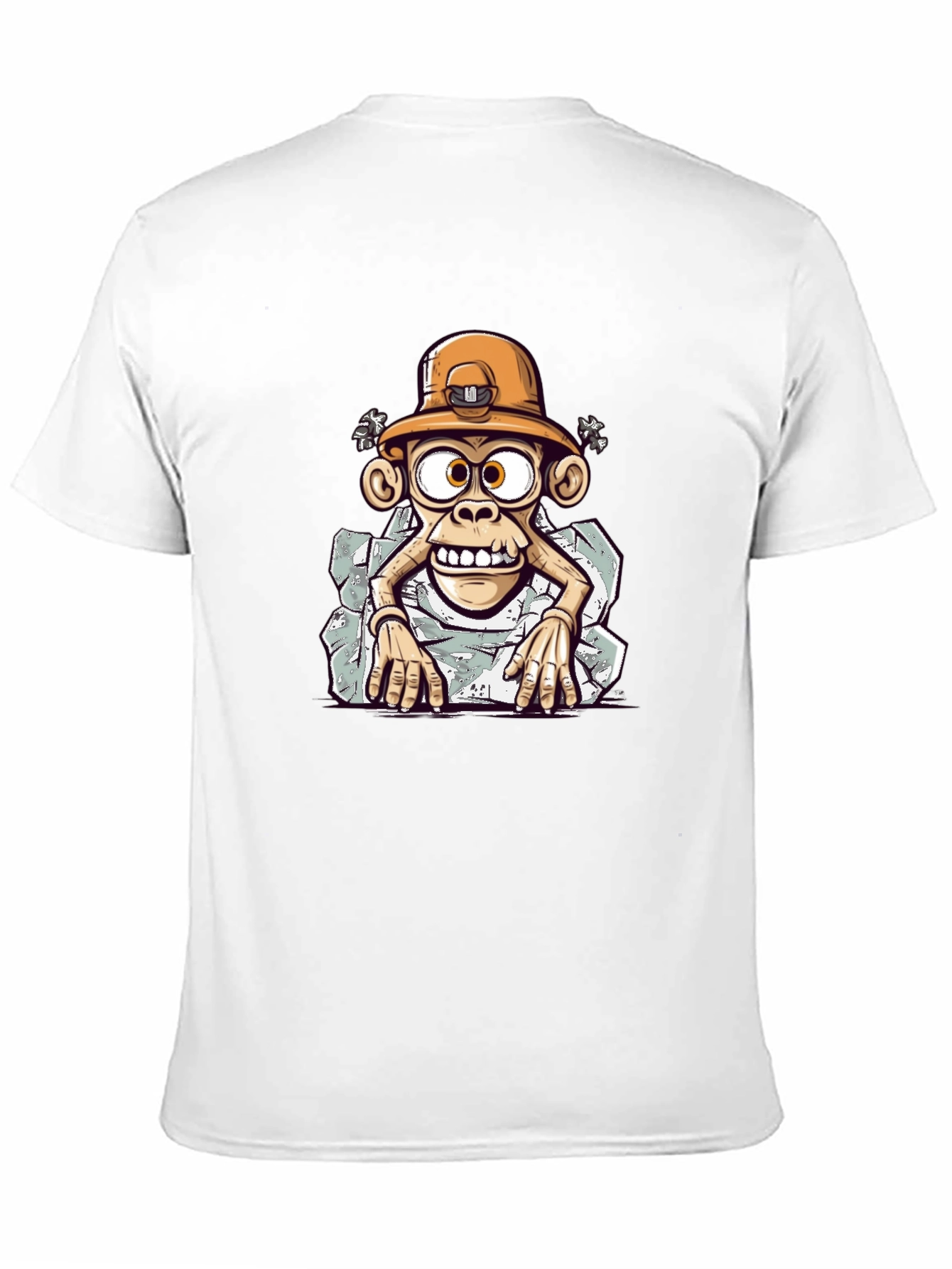Cartoon Monkey Graphic Tee - Black Casual Shirt