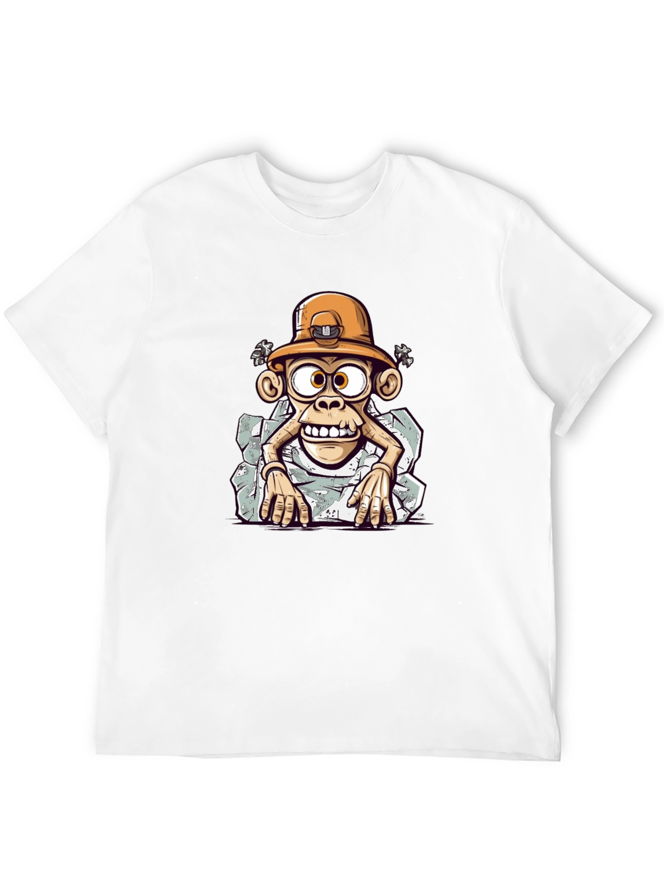Cartoon Monkey Graphic Tee - Black Casual Shirt