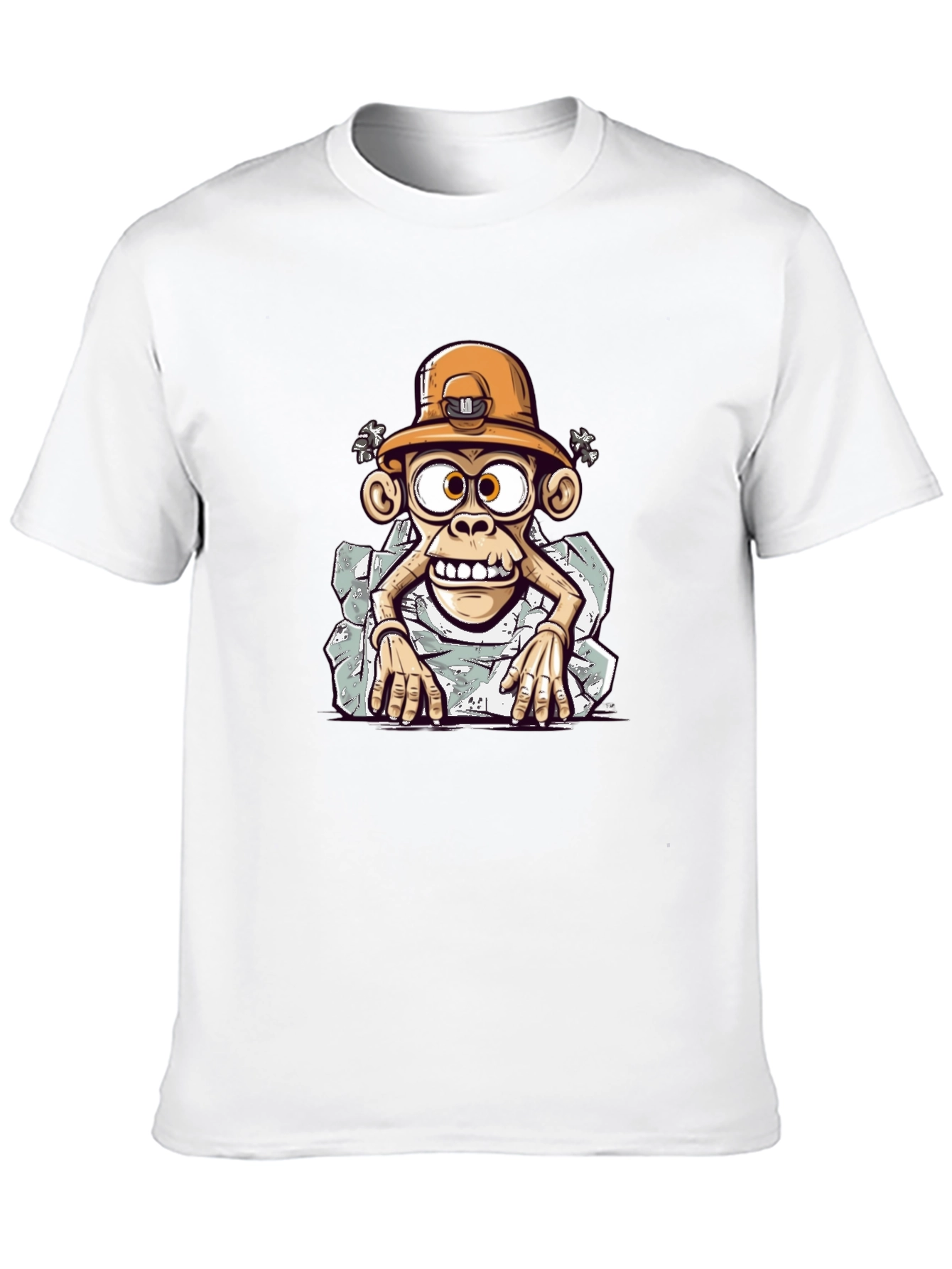 Cartoon Monkey Graphic Tee - Black Casual Shirt