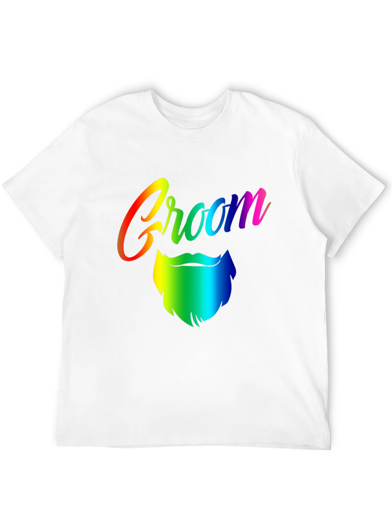 Groom Rainbow Beard Graphic Tee - Black Cotton T-Shirt