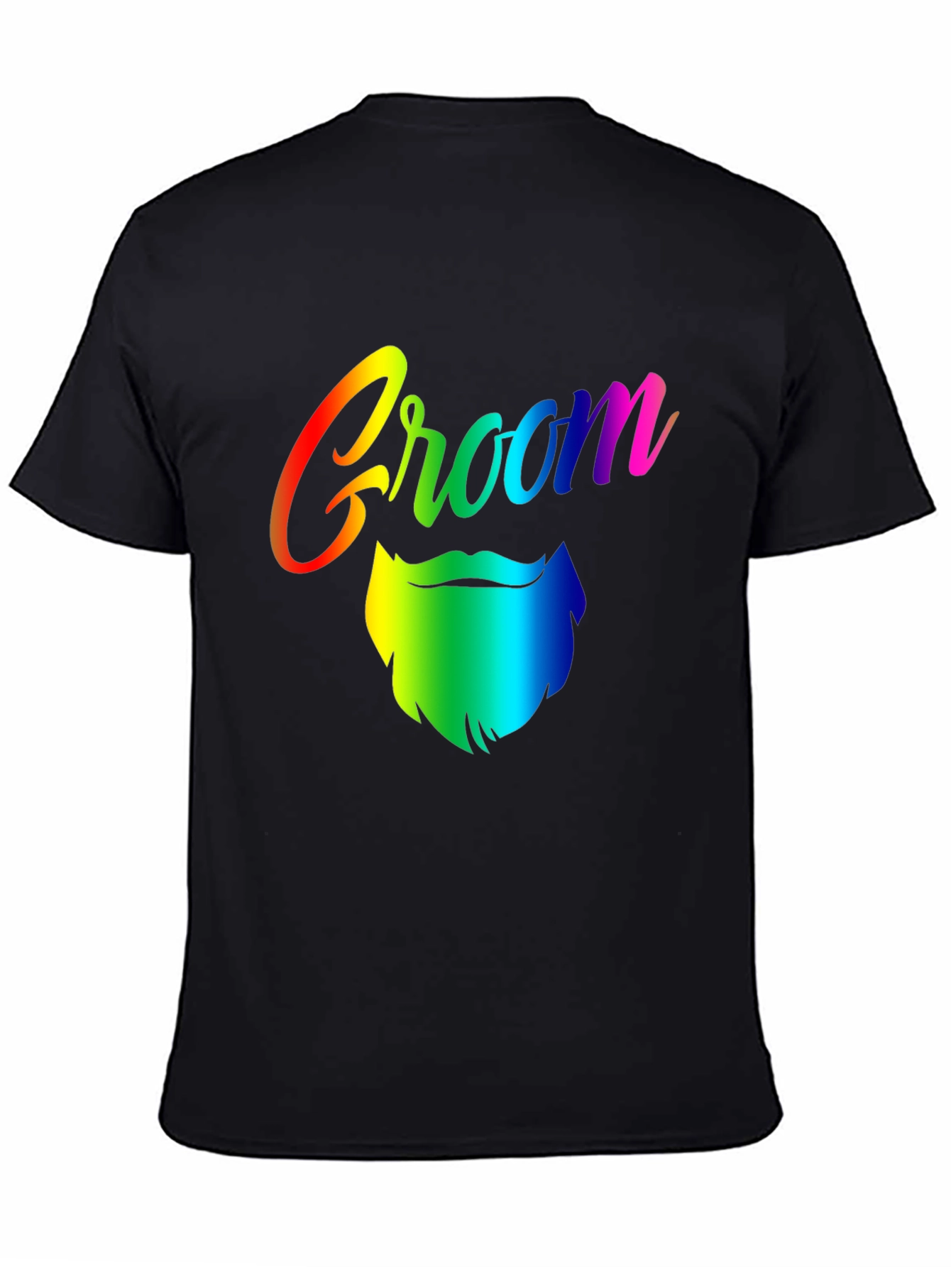 Groom Rainbow Beard Graphic Tee - Black Cotton T-Shirt