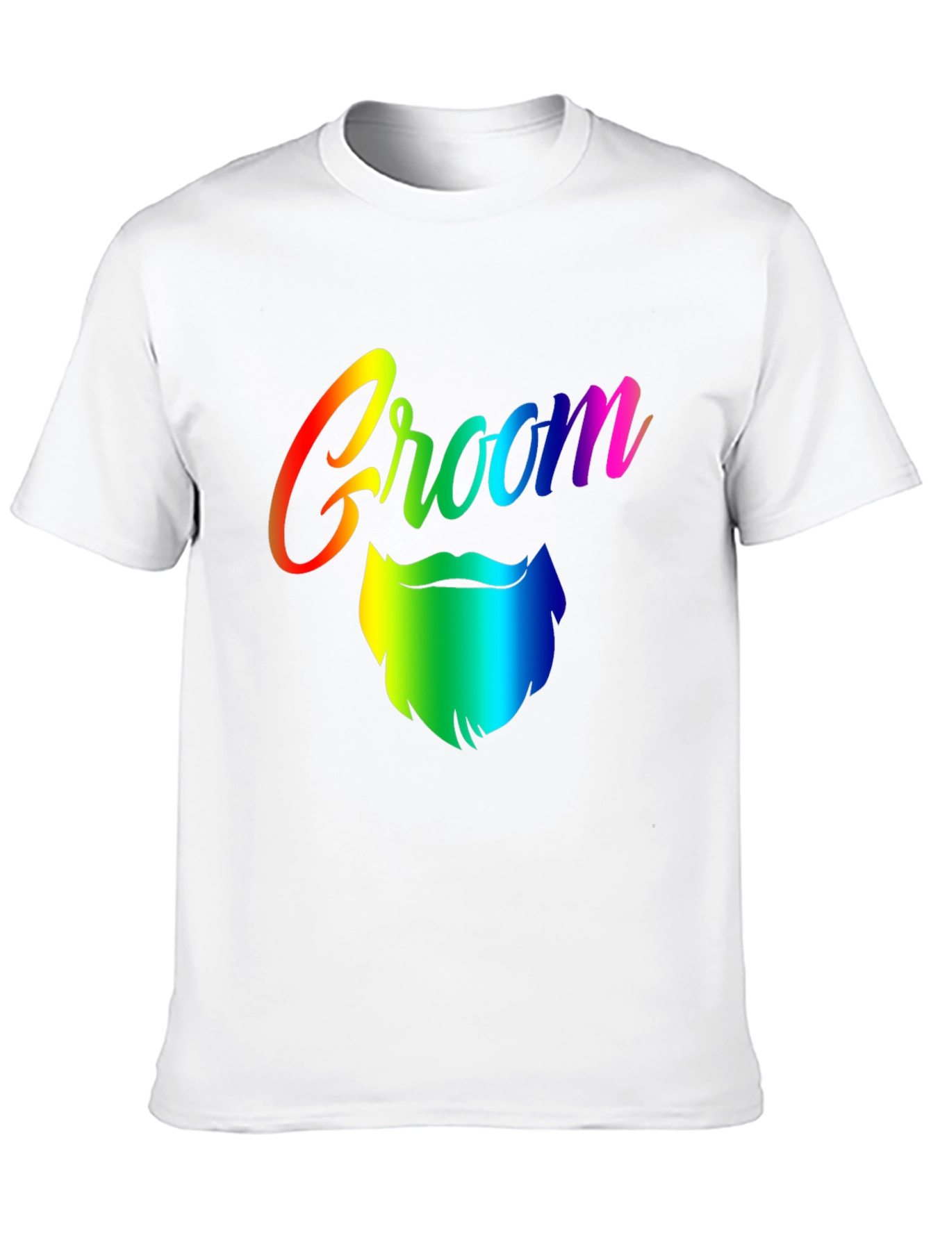 Groom Rainbow Beard Graphic Tee - Black Cotton T-Shirt