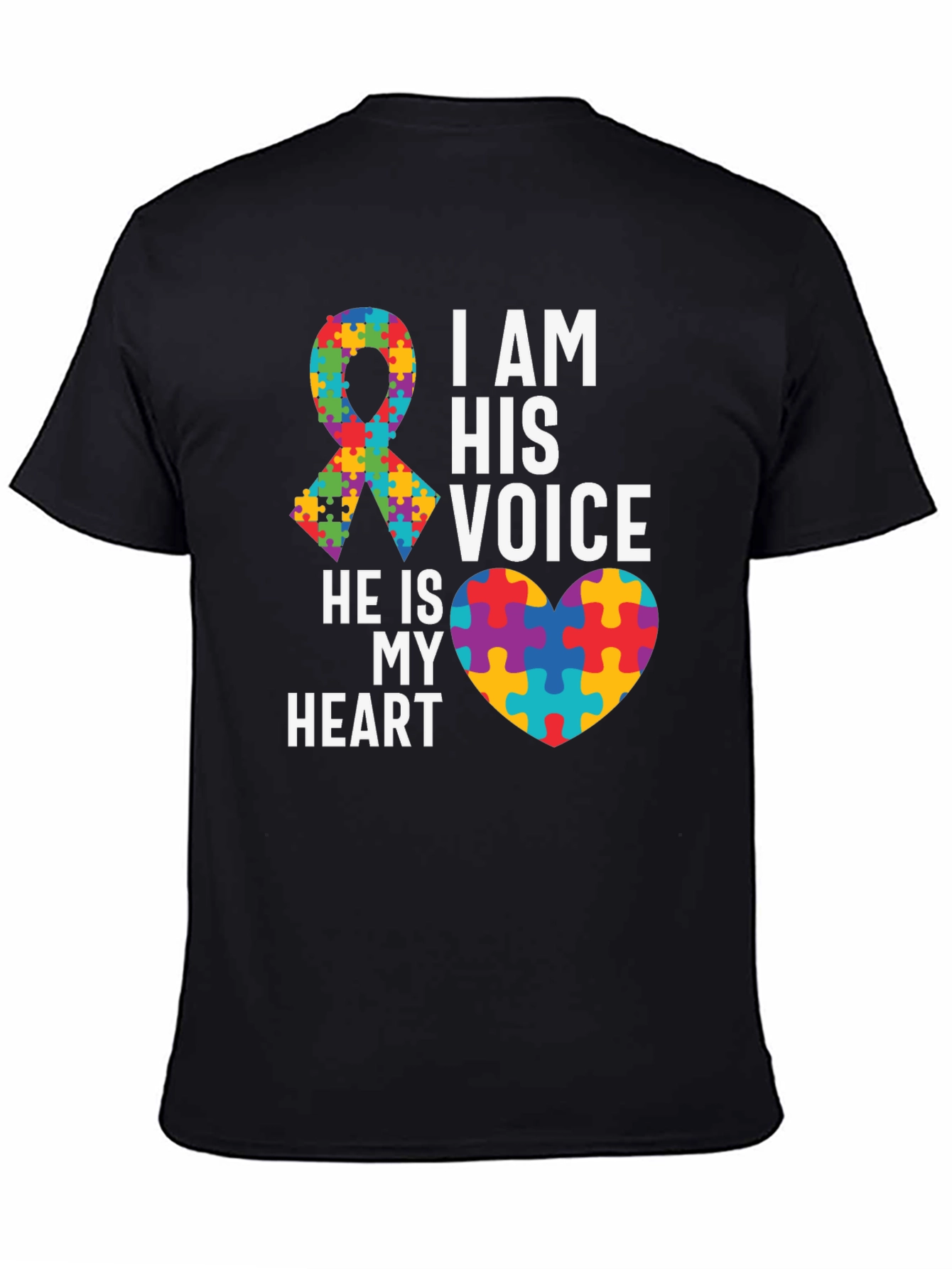 Autism Awareness T-Shirt - Puzzle Ribbon and Heart