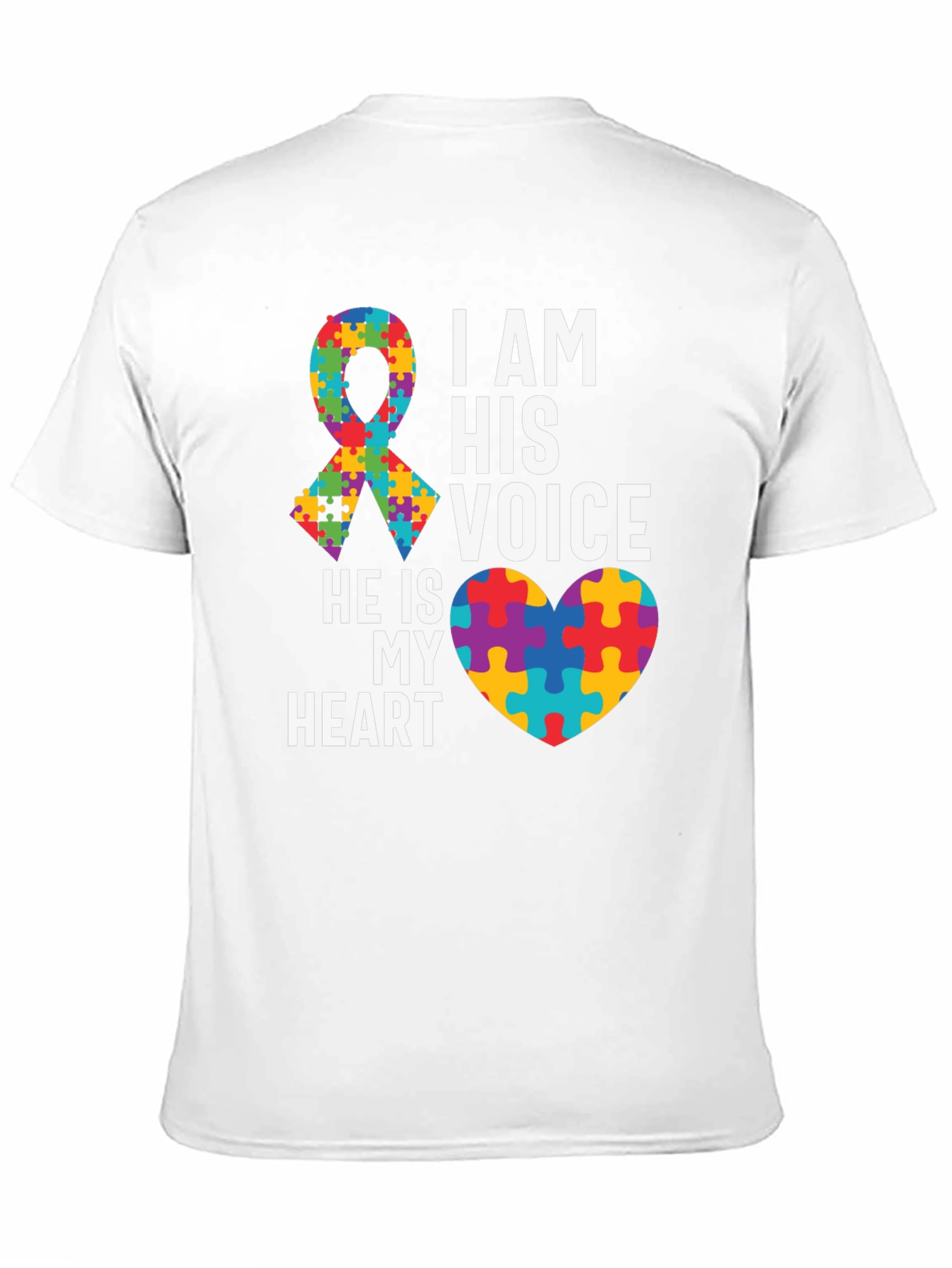 Autism Awareness T-Shirt - Puzzle Ribbon and Heart