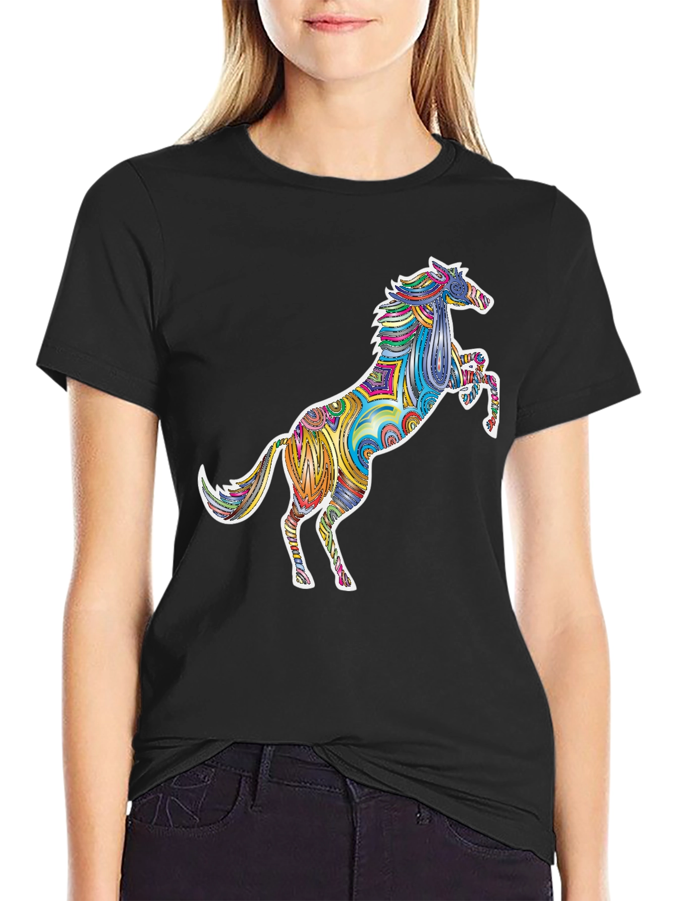 Psychedelic Horse Graphic T-Shirt - Bold Statement Tee