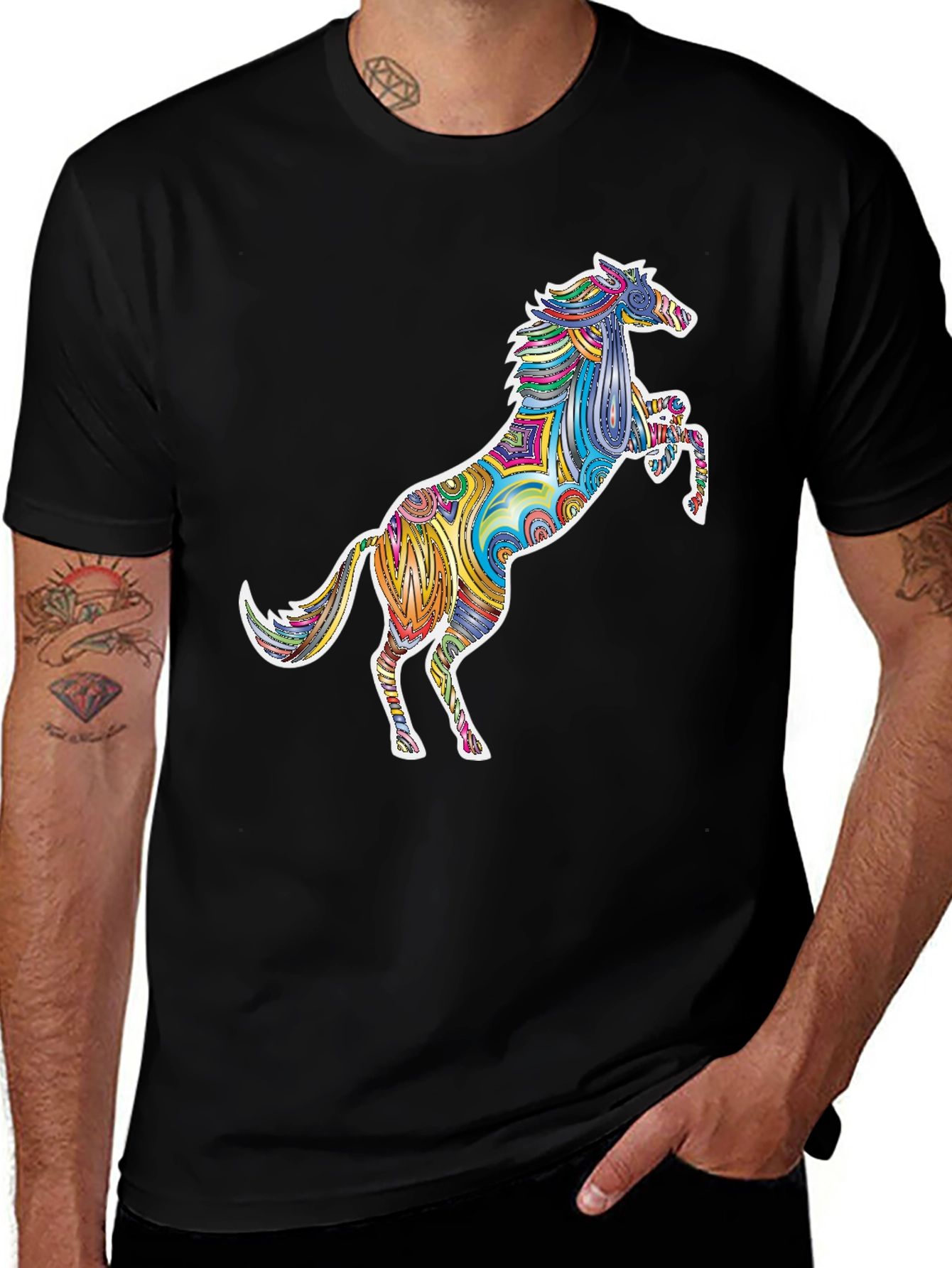 Psychedelic Horse Graphic T-Shirt - Bold Statement Tee