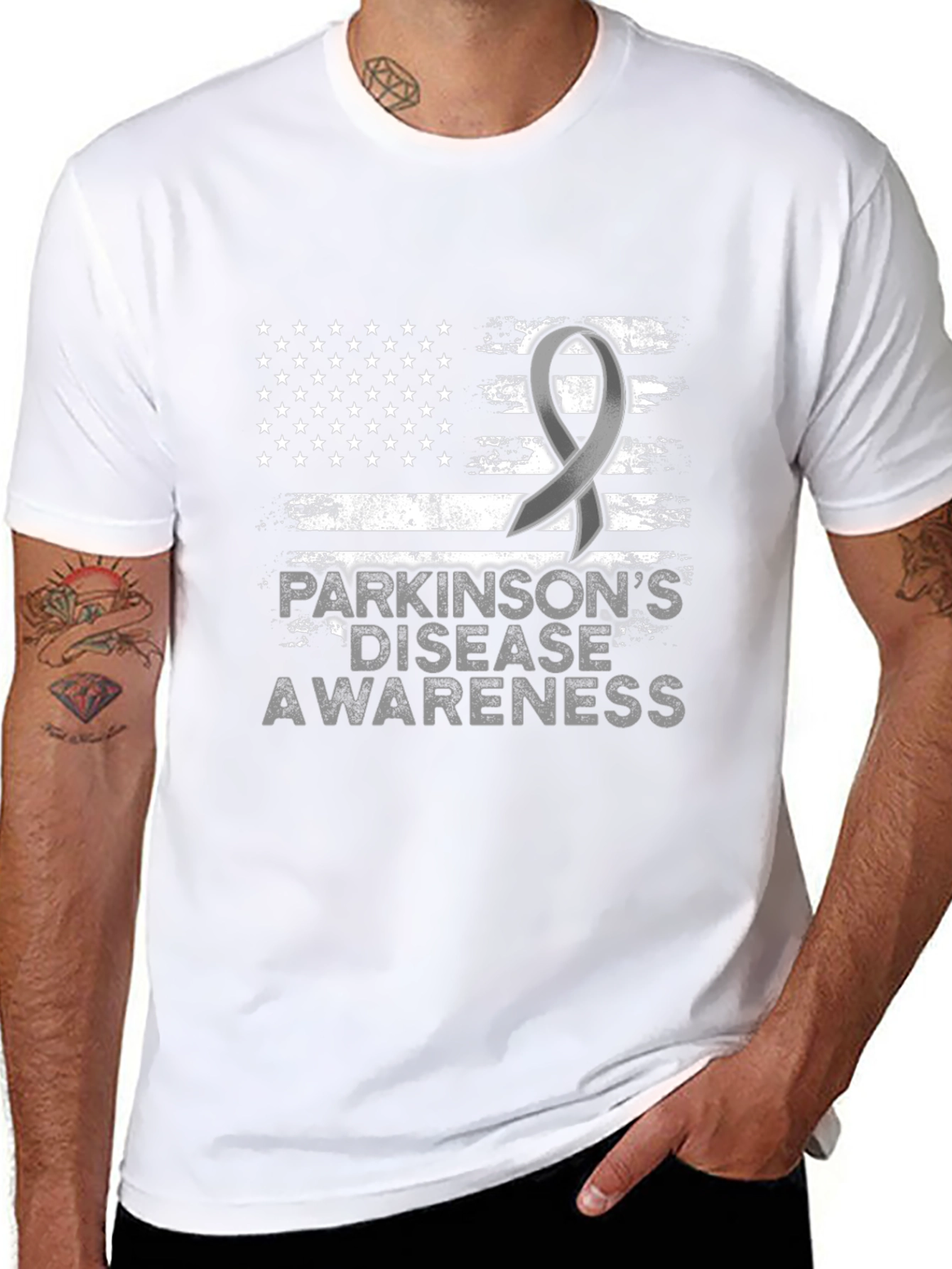 Parkinsons Awareness USA Flag T-Shirt