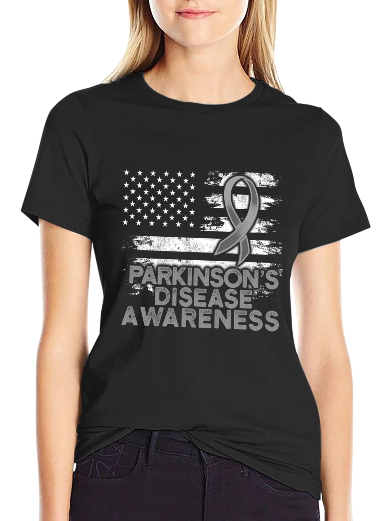 Parkinsons Awareness USA Flag T-Shirt