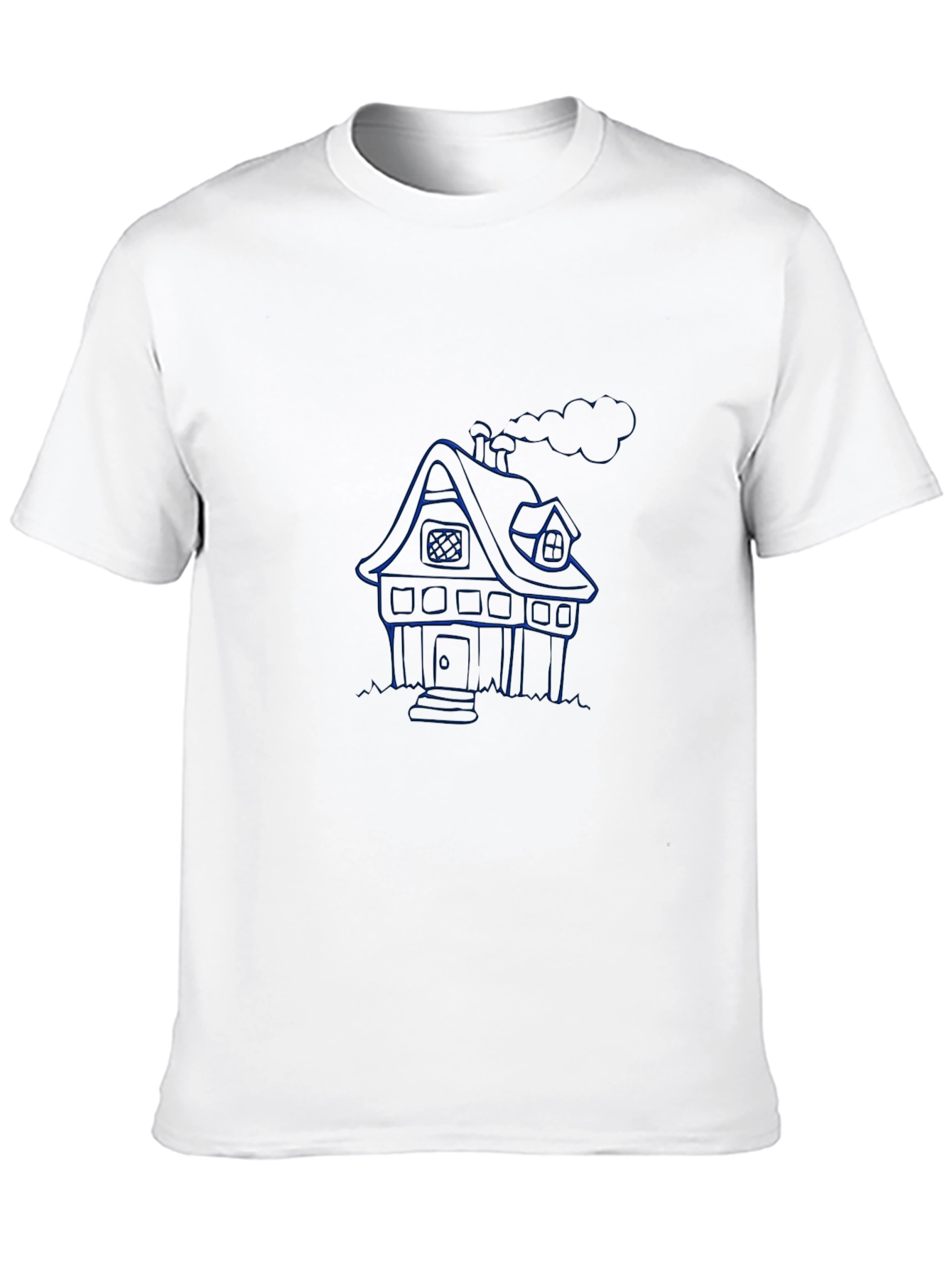 Blue House Graphic Black T-Shirt