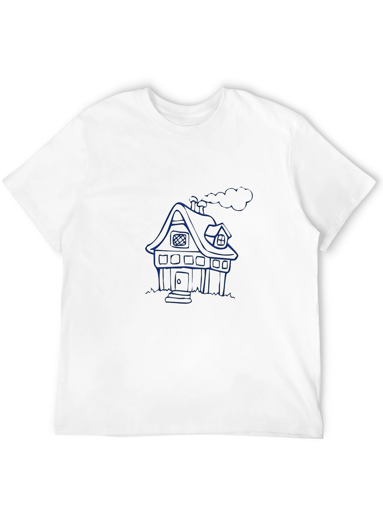 Blue House Graphic Black T-Shirt