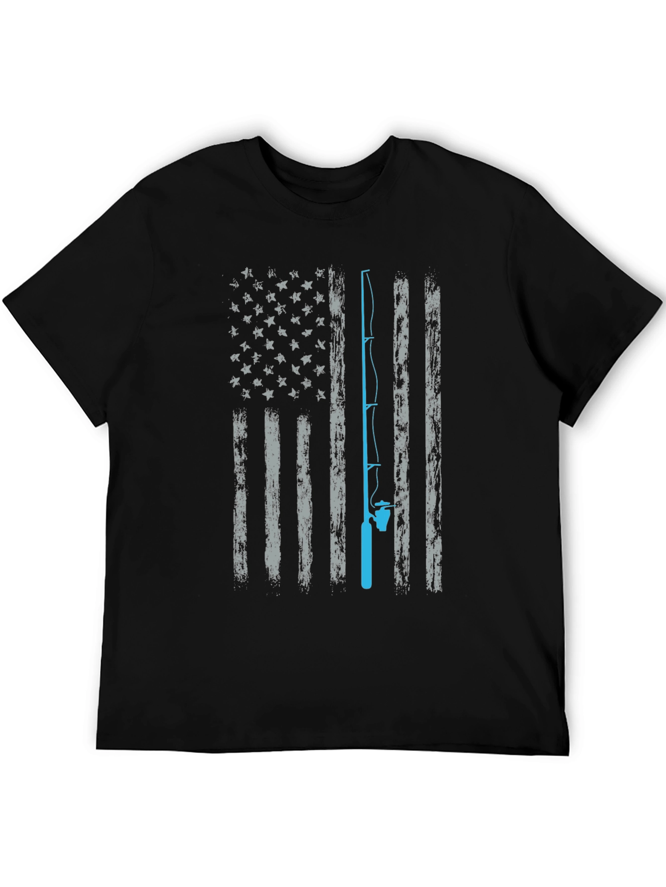 Fishing American Flag Graphic T-Shirt