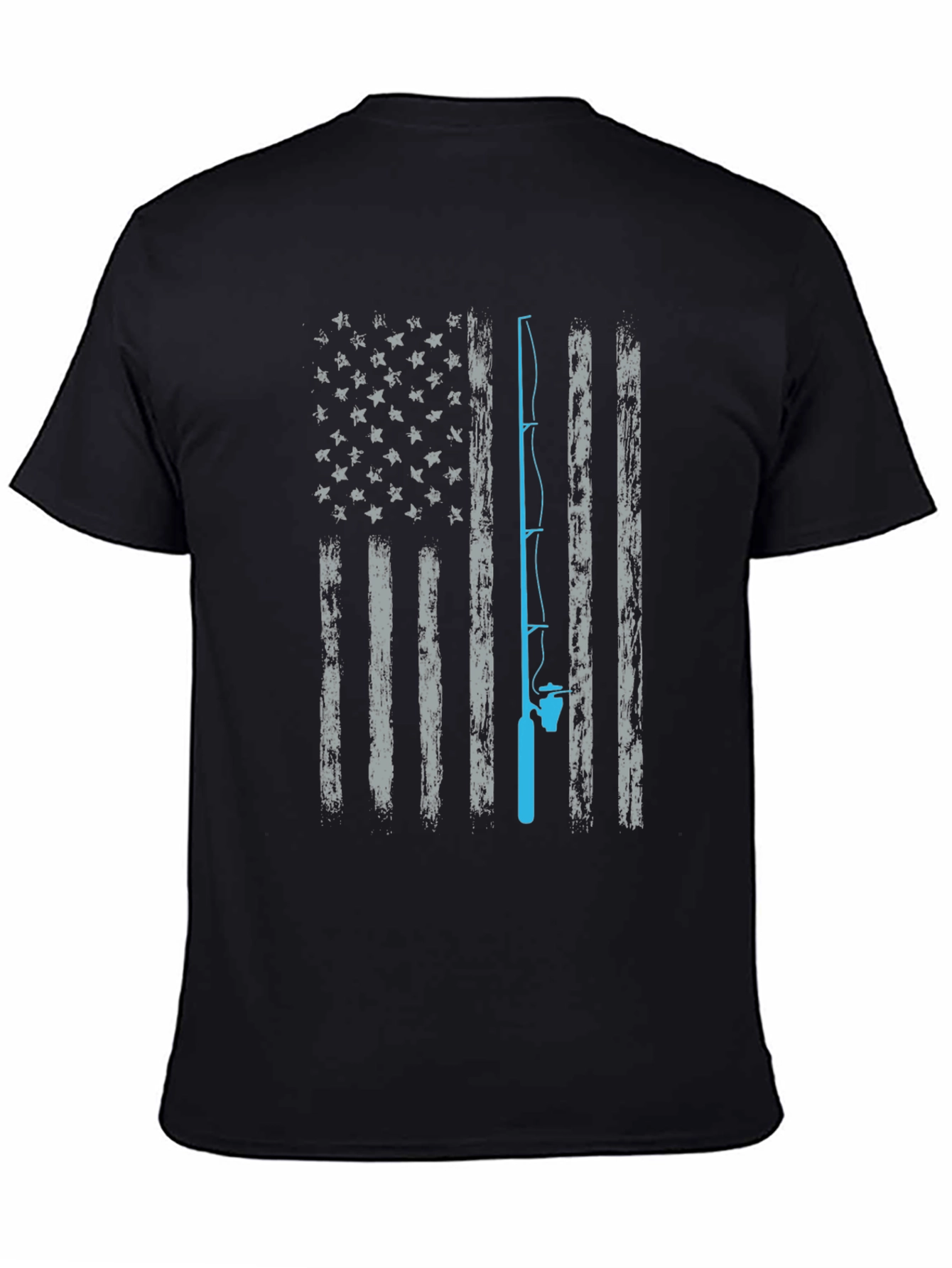 Fishing American Flag Graphic T-Shirt