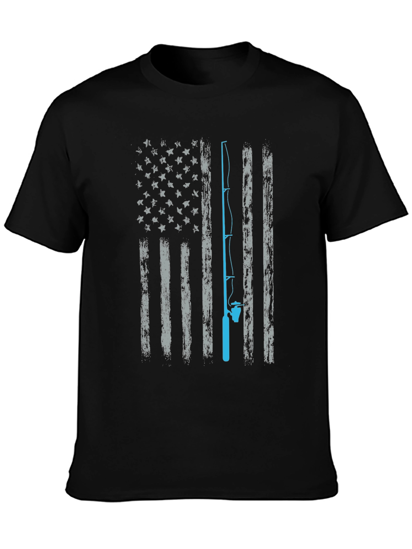 Fishing American Flag Graphic T-Shirt