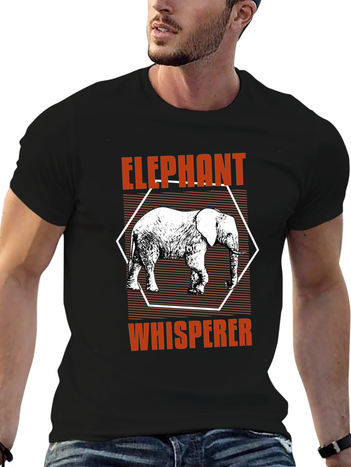 Elephant Whisperer Graphic T-Shirt - Black Cotton Tee