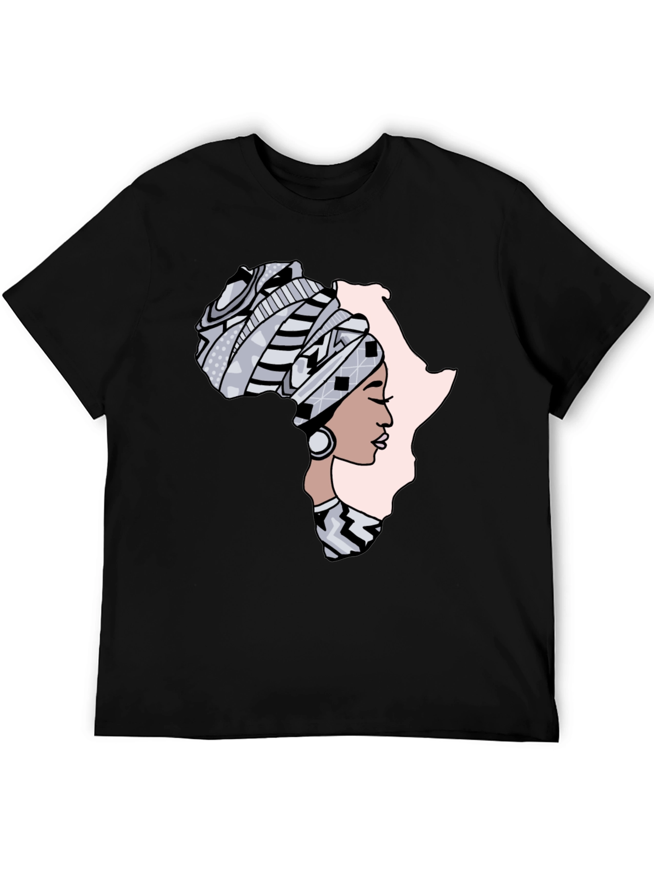 Africa Woman Graphic Tee - Black Cotton T-Shirt