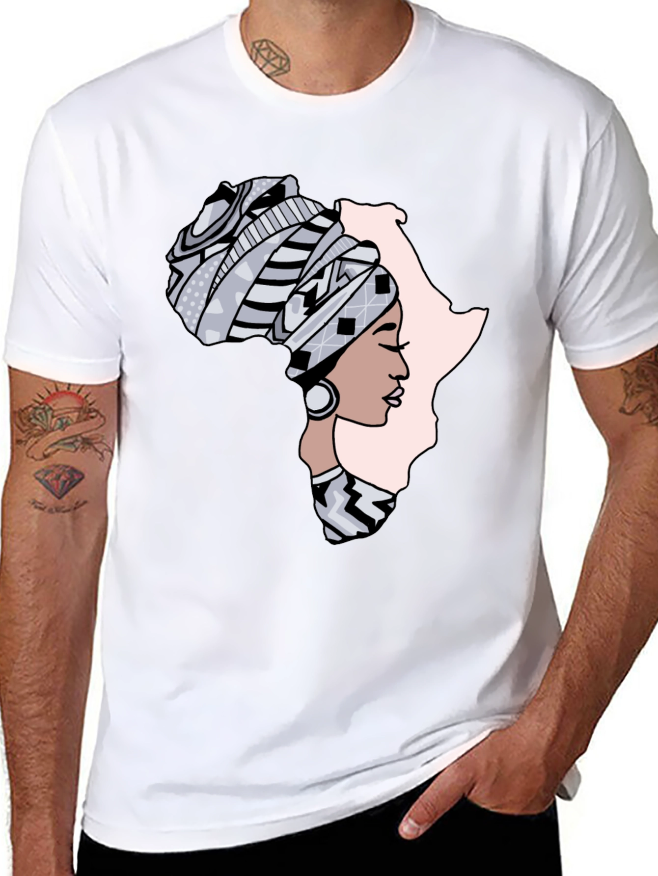 Africa Woman Graphic Tee - Black Cotton T-Shirt
