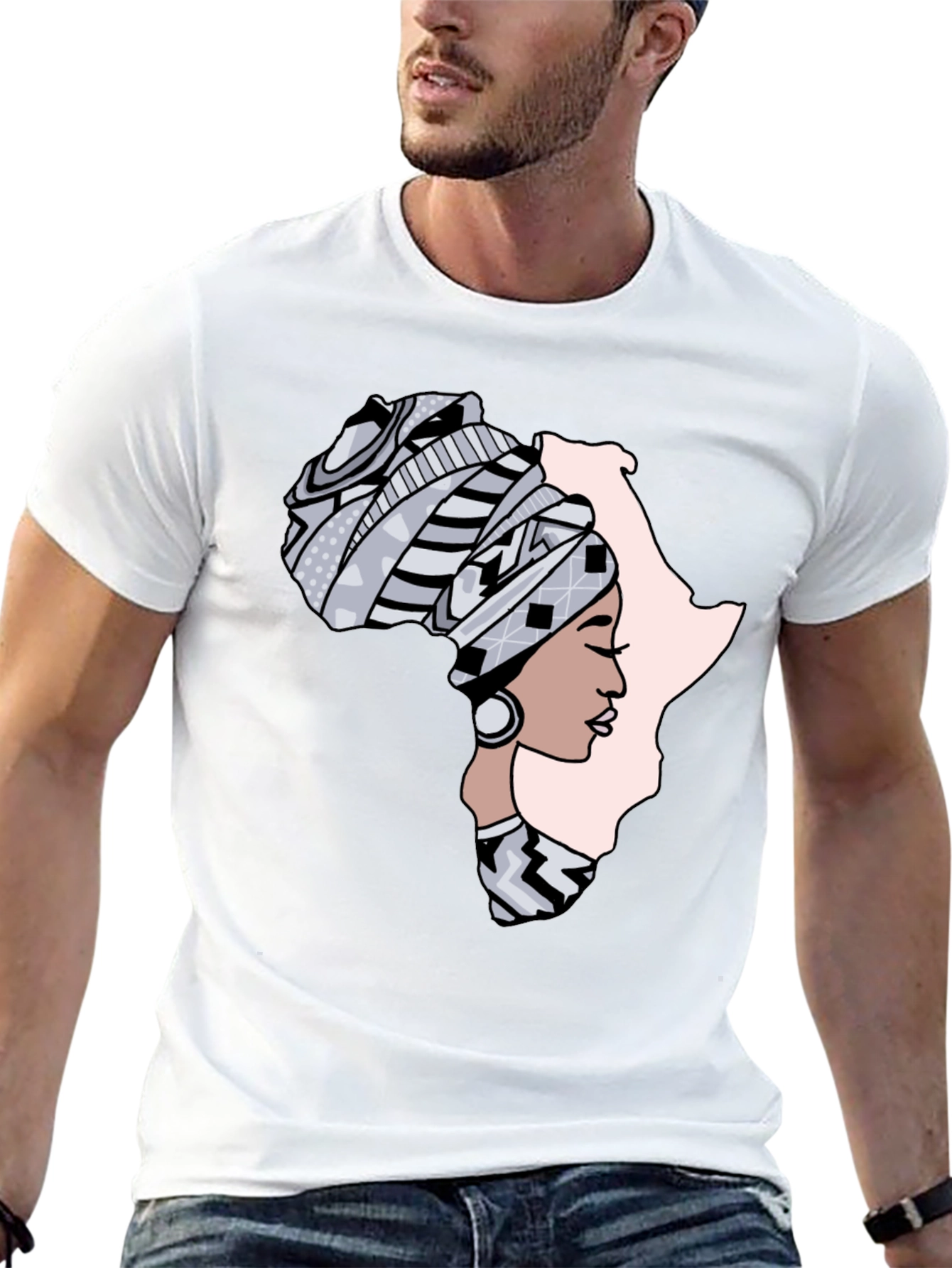 Africa Woman Graphic Tee - Black Cotton T-Shirt