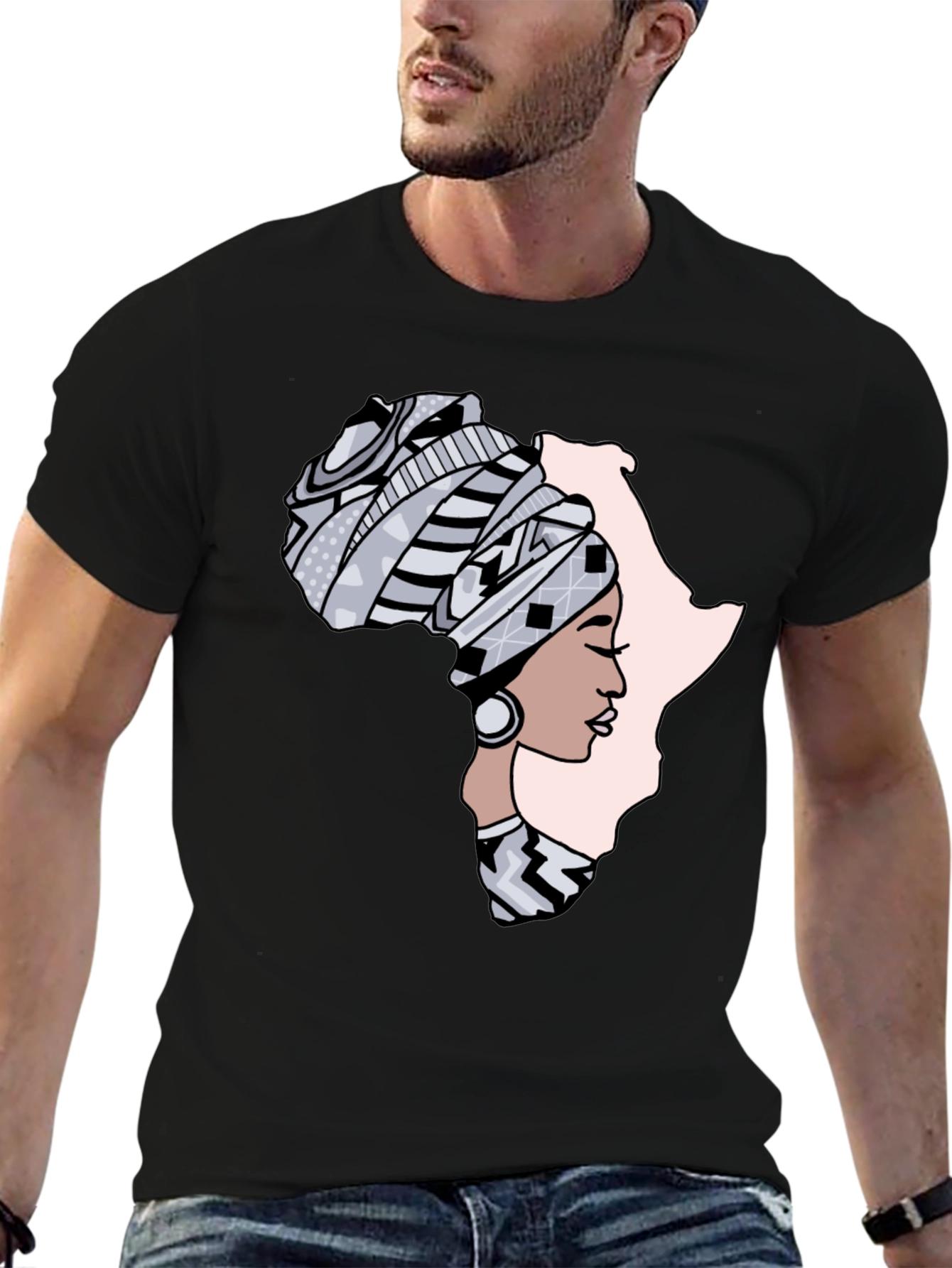 Africa Woman Graphic Tee - Black Cotton T-Shirt
