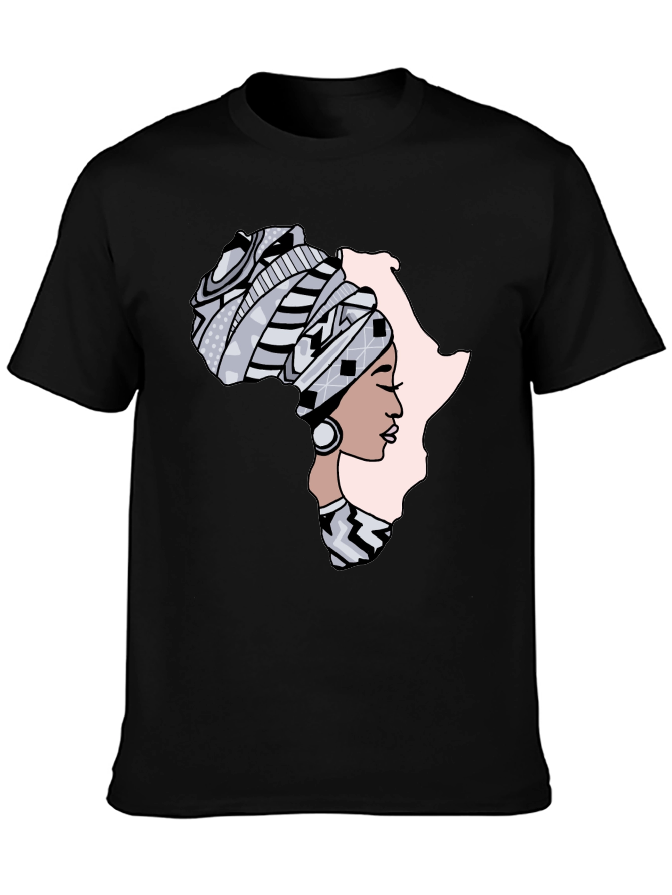 Africa Woman Graphic Tee - Black Cotton T-Shirt