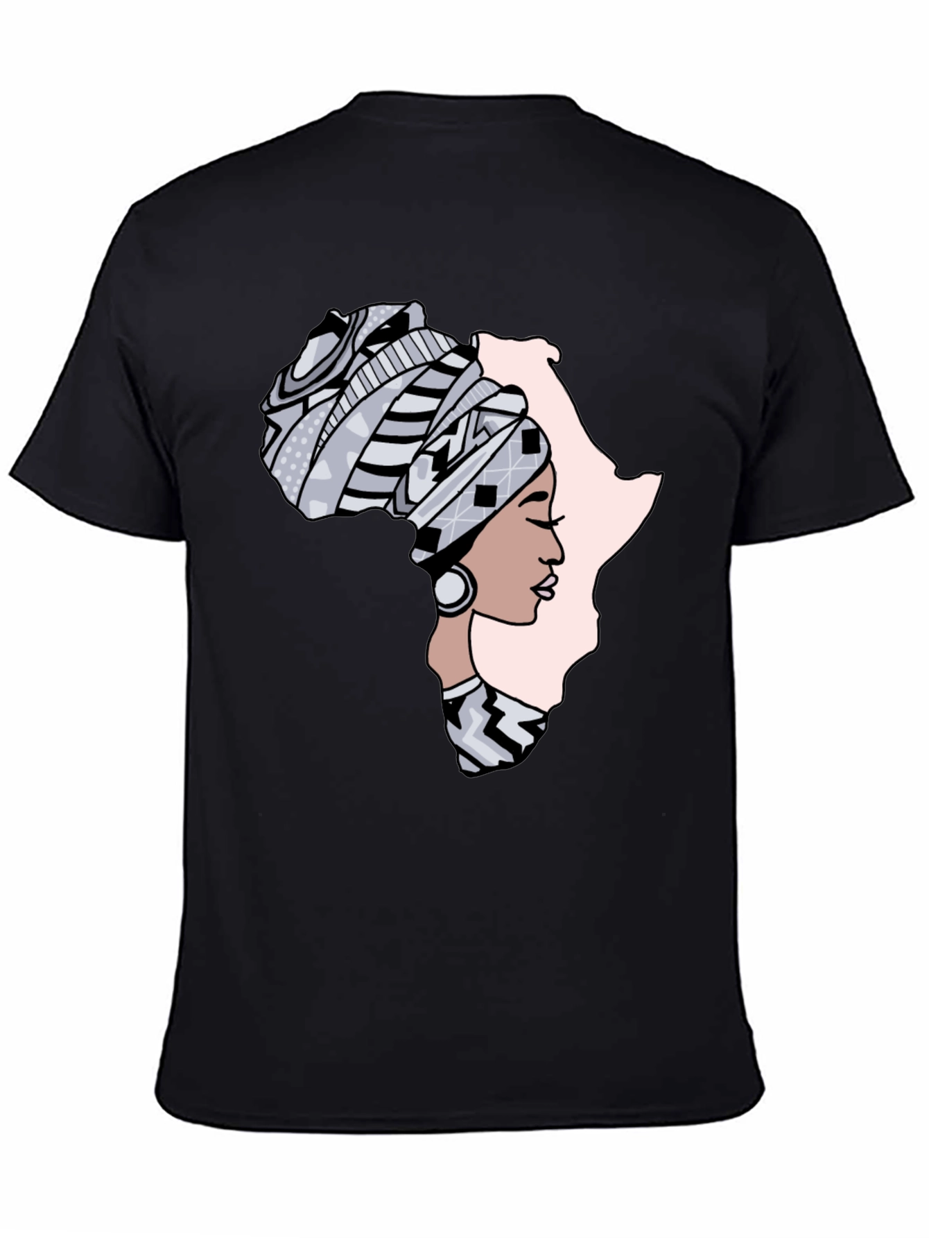 Africa Woman Graphic Tee - Black Cotton T-Shirt