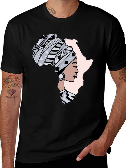 Africa Woman Graphic Tee - Black Cotton T-Shirt