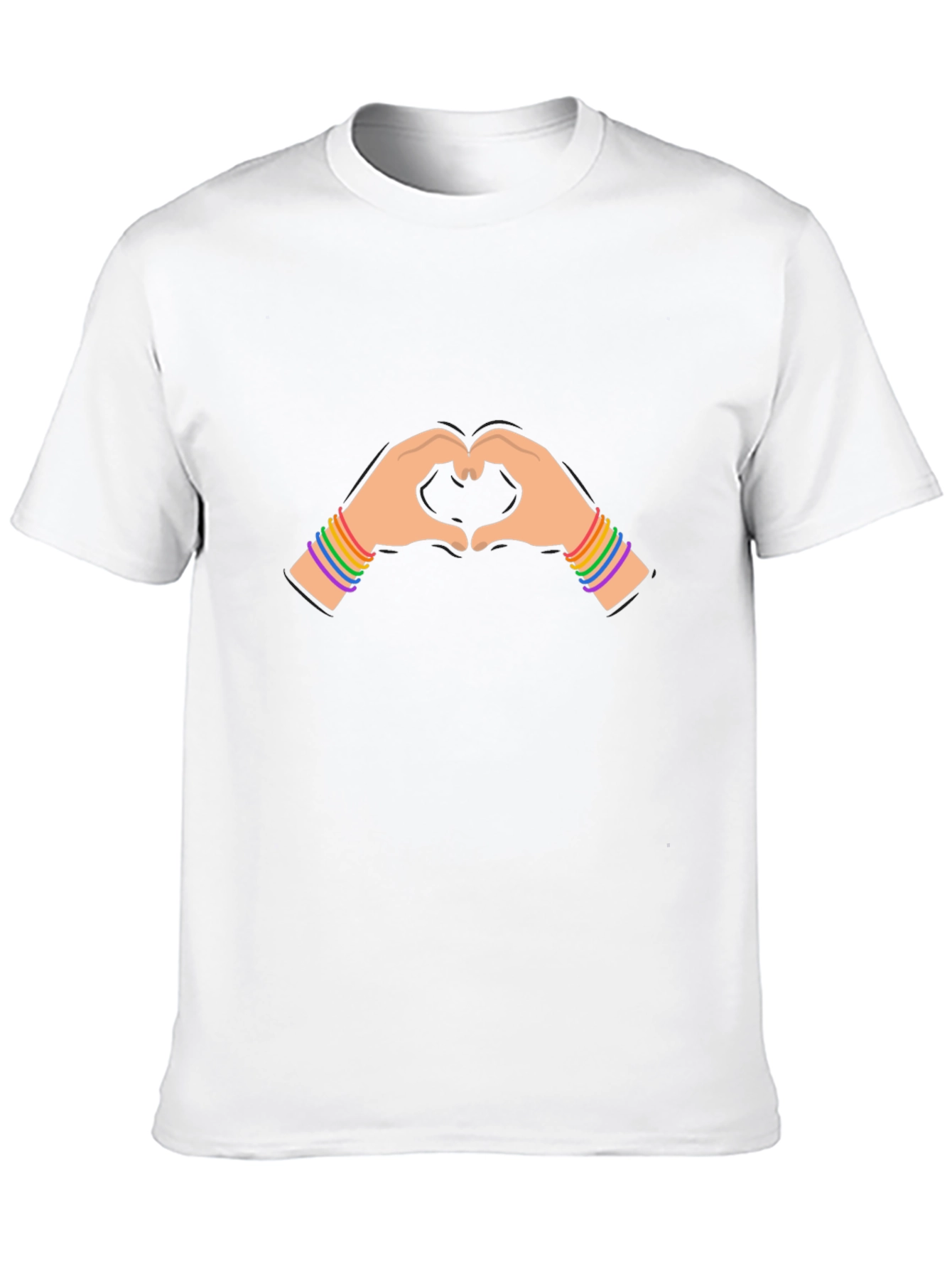 Pride Heart Hands Graphic Tee - Black Cotton Blend