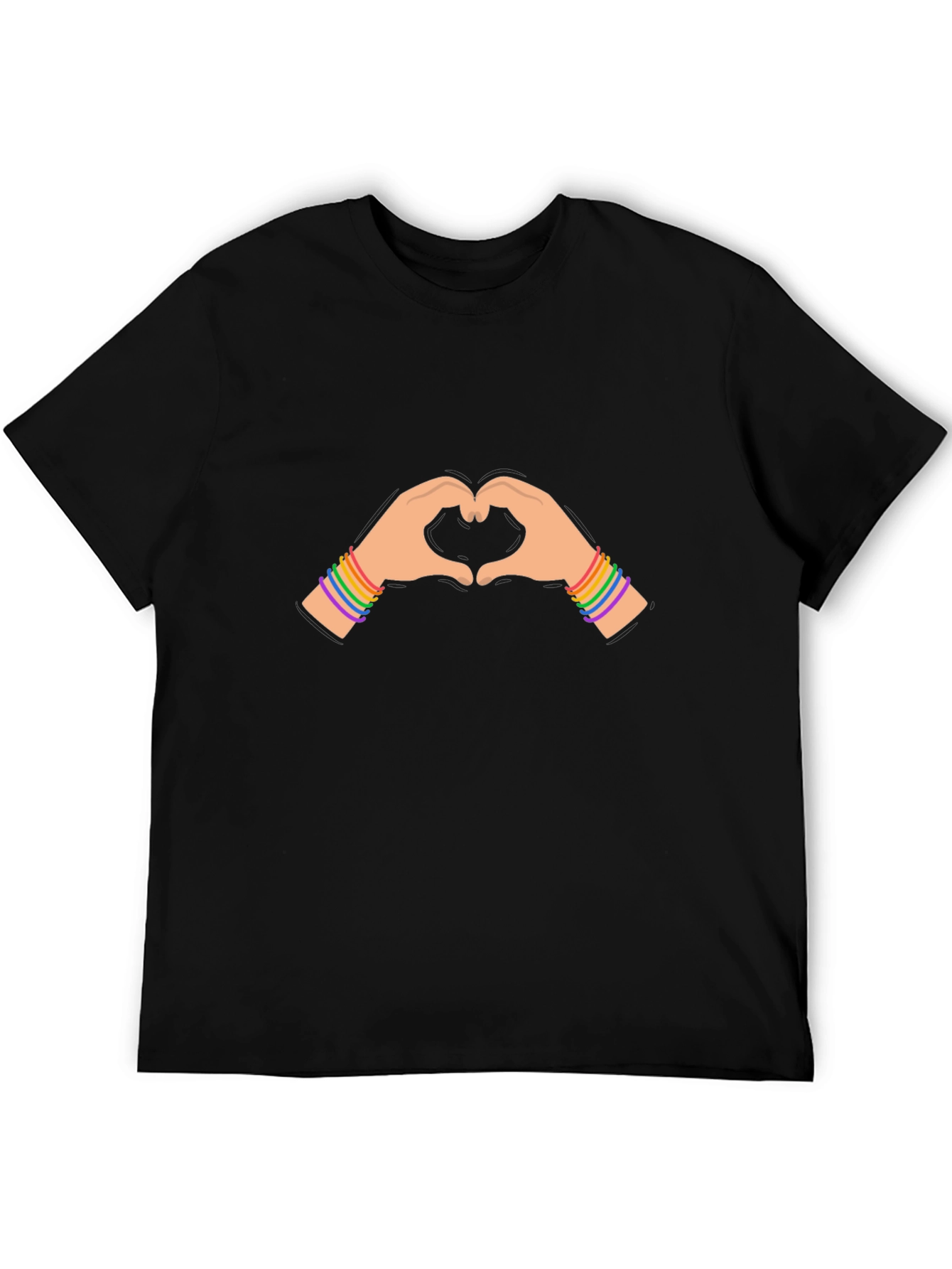 Pride Heart Hands Graphic Tee - Black Cotton Blend