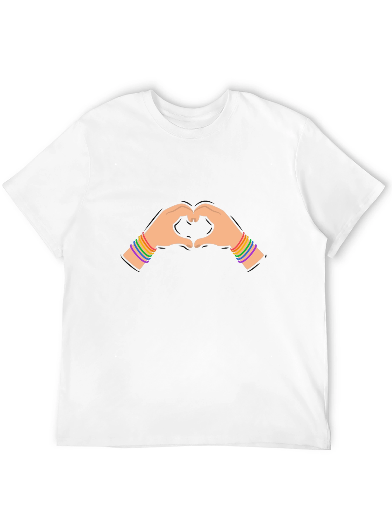 Pride Heart Hands Graphic Tee - Black Cotton Blend