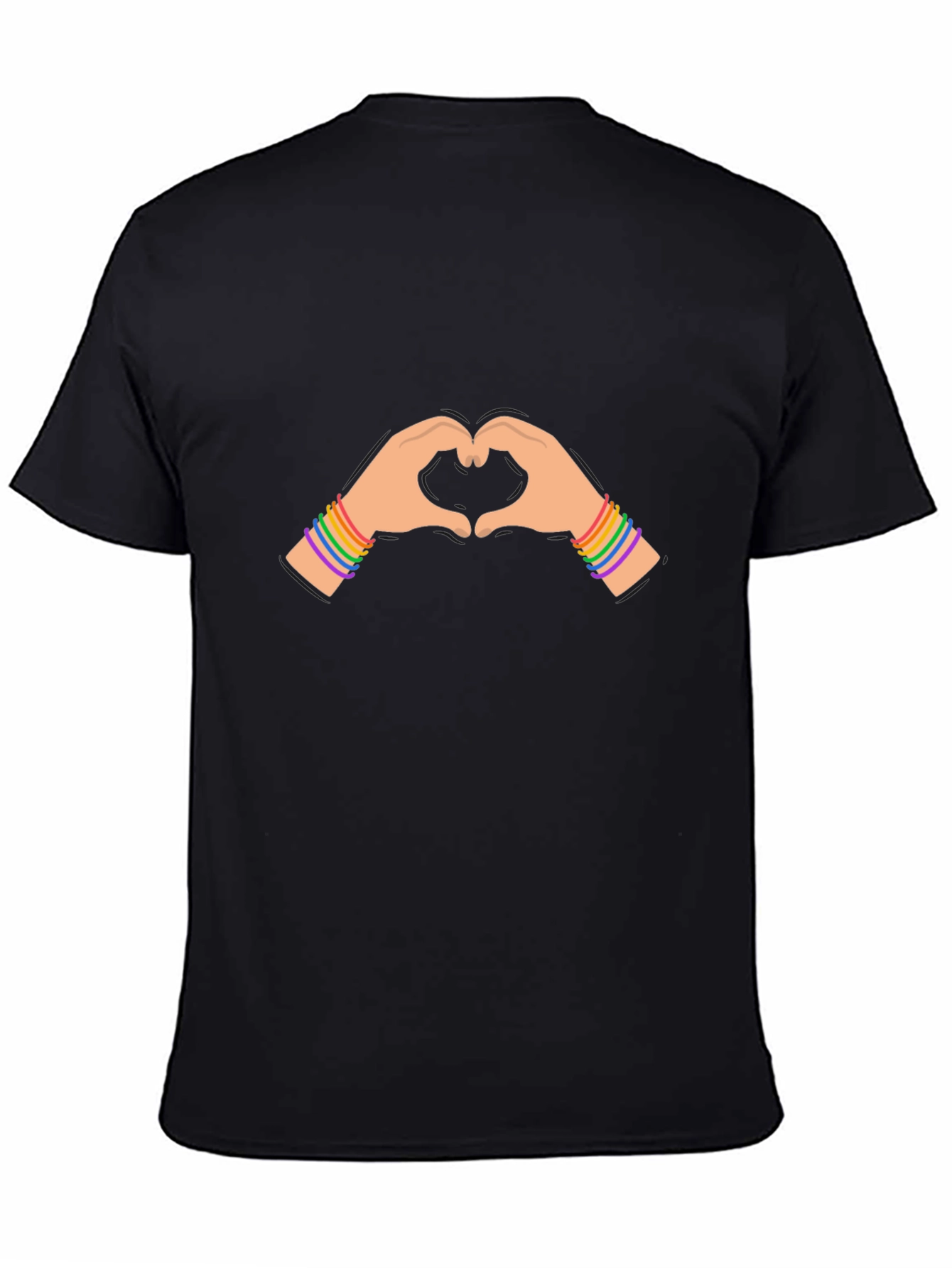 Pride Heart Hands Graphic Tee - Black Cotton Blend