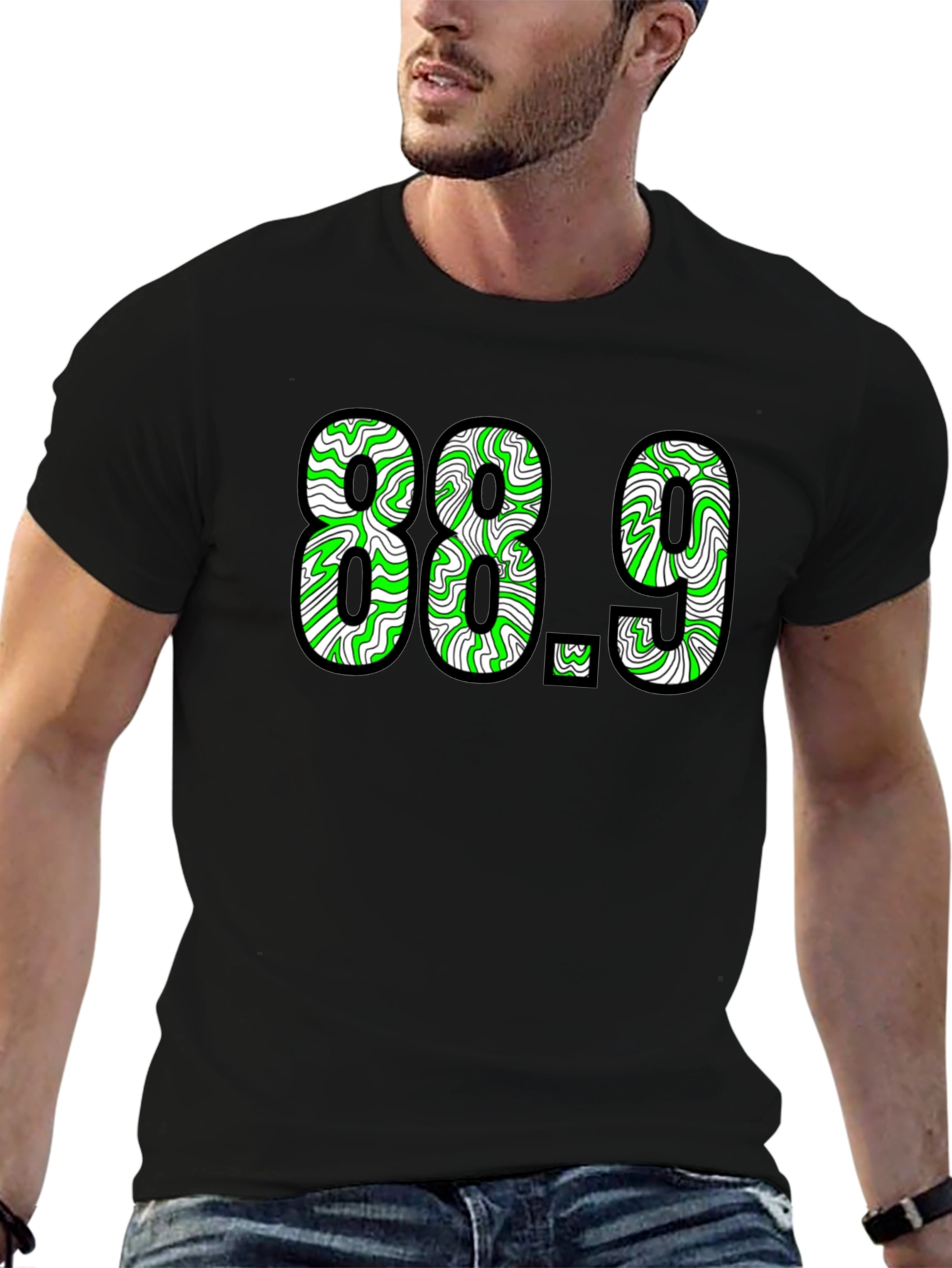 88.9 Graphic Tee - Black Cotton T-Shirt