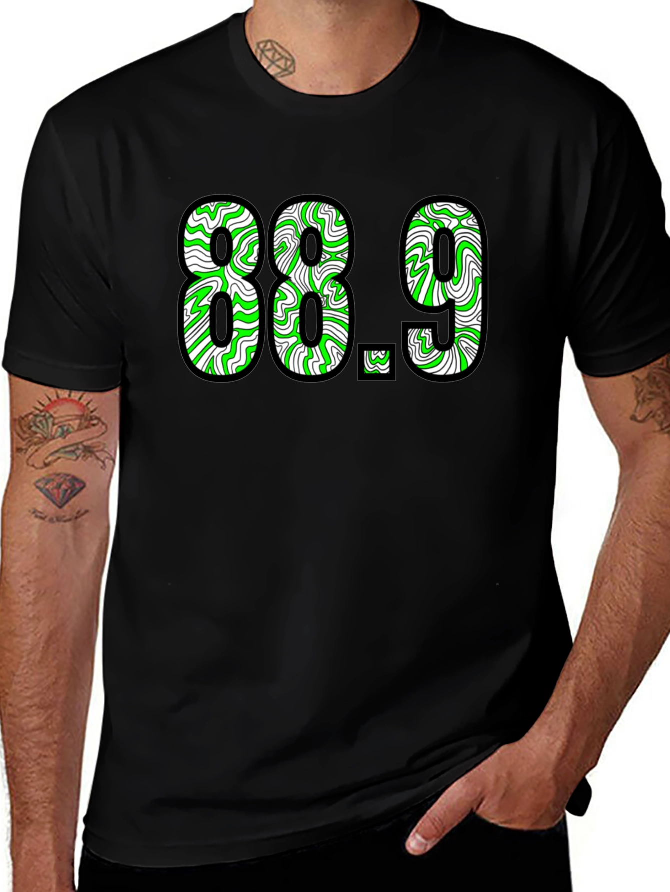 88.9 Graphic Tee - Black Cotton T-Shirt