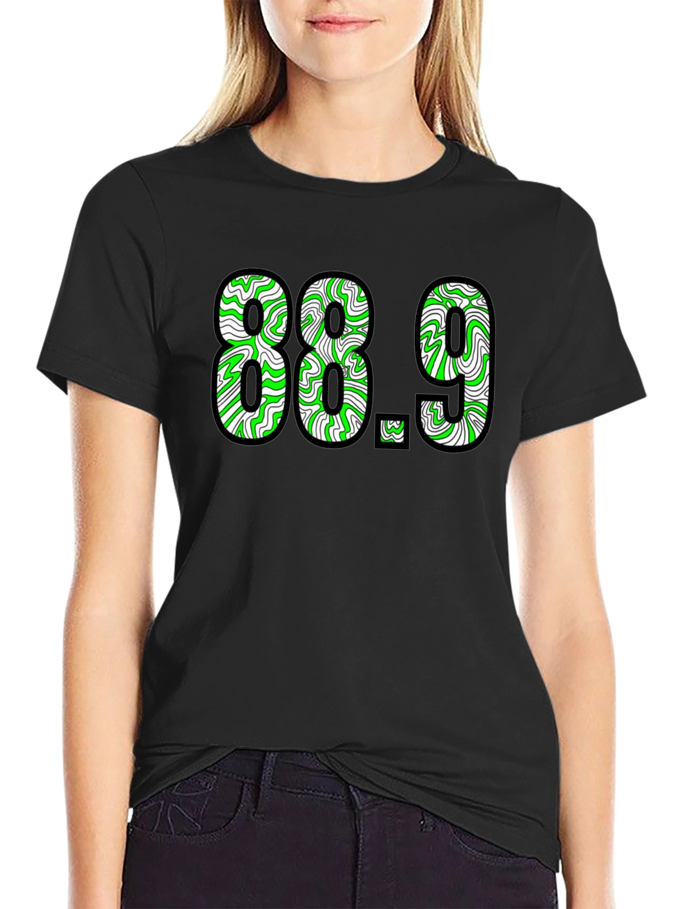 88.9 Graphic Tee - Black Cotton T-Shirt