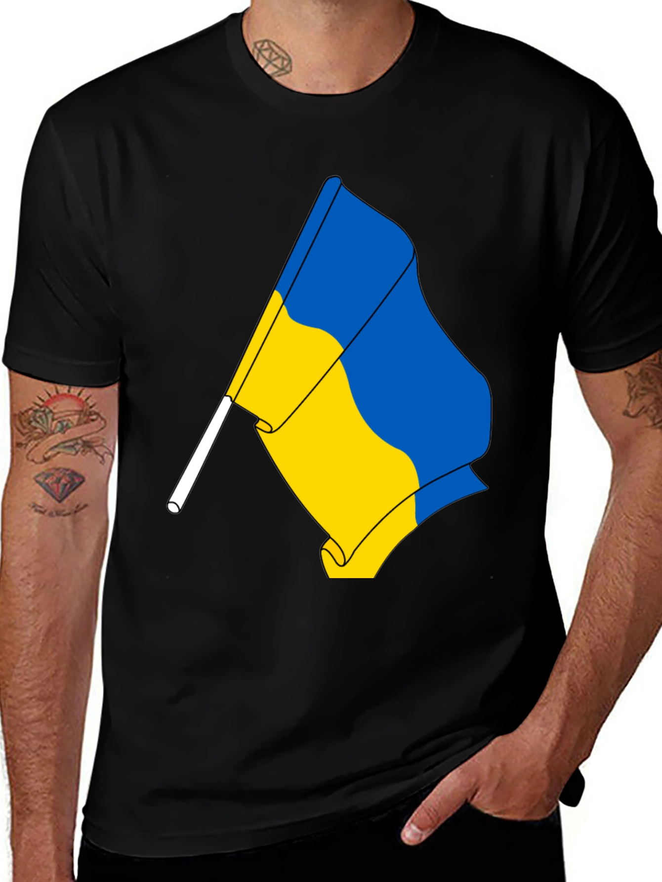 Ukraine Flag Graphic T-Shirt - Black