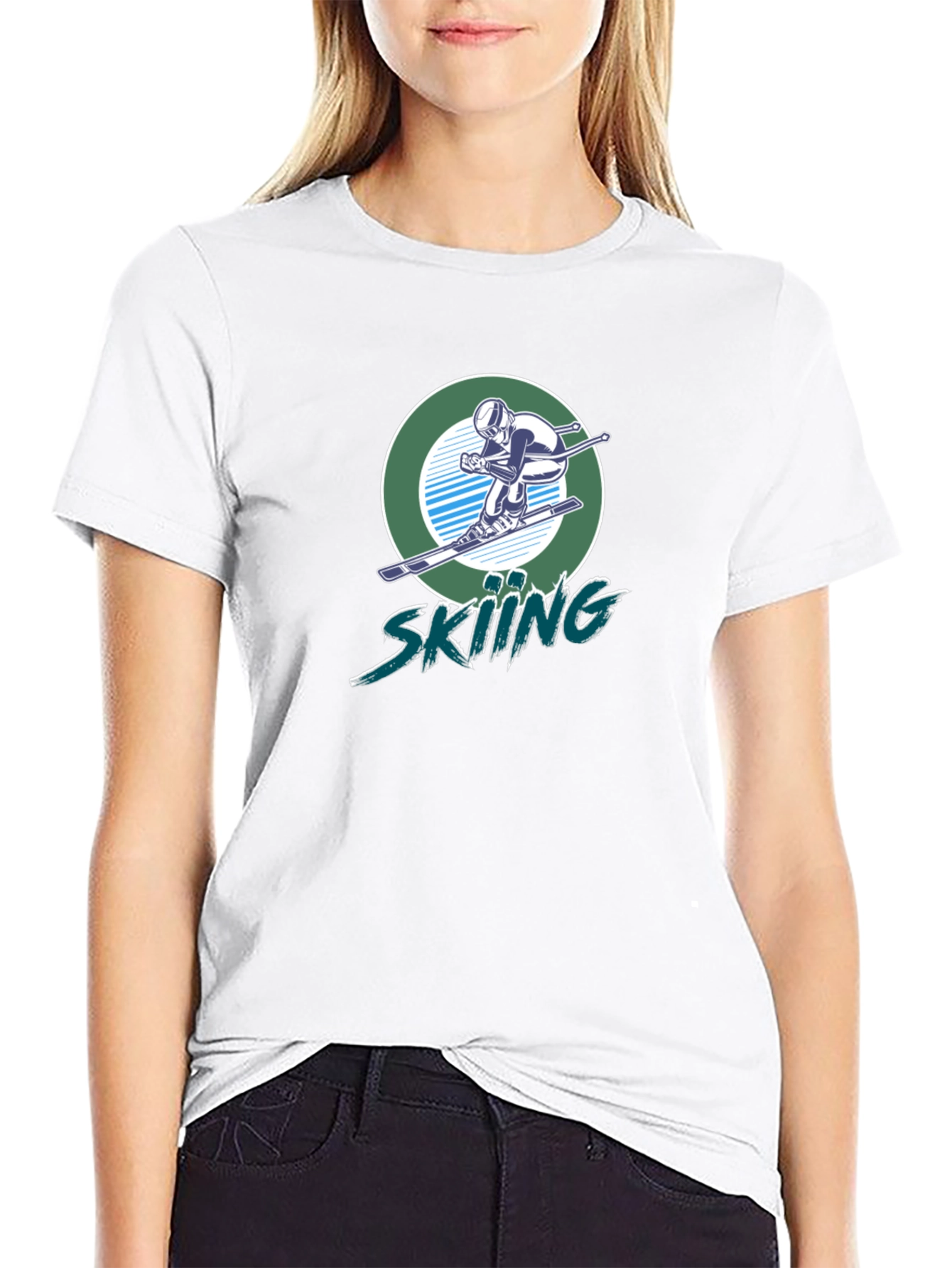 Skiing Graphic T-Shirt - Black