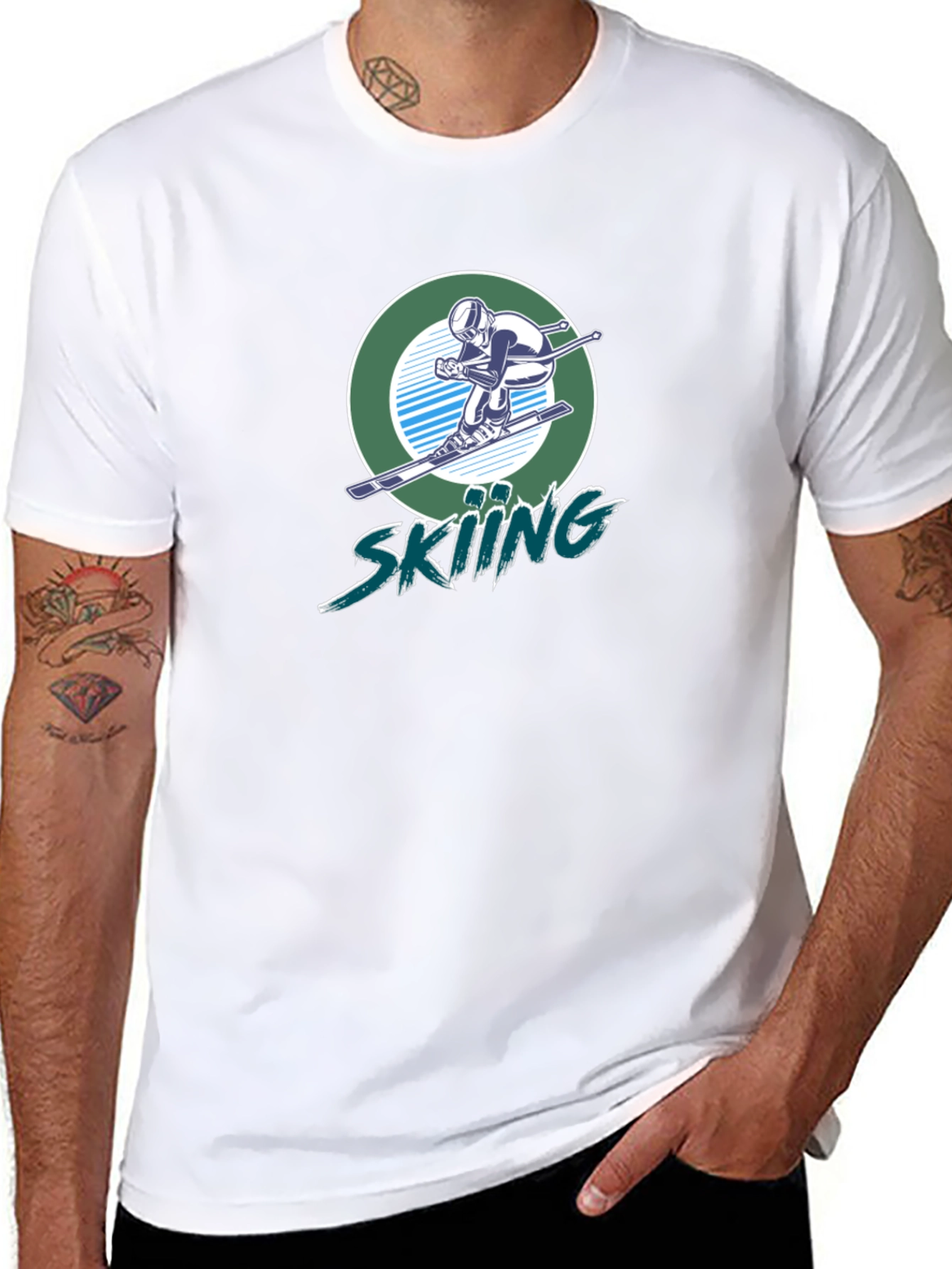Skiing Graphic T-Shirt - Black