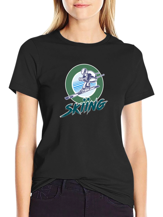 Skiing Graphic T-Shirt - Black