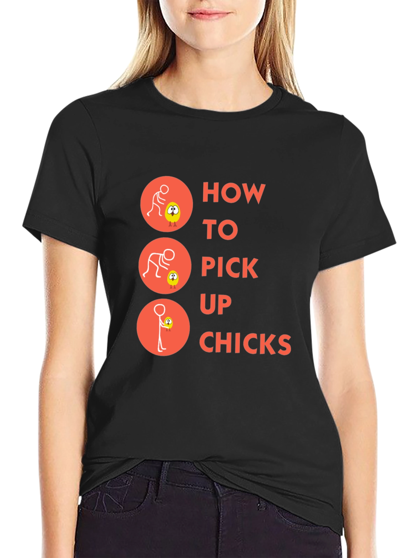 Humorous How to Pick Up Chicks Graphic T-Shirt